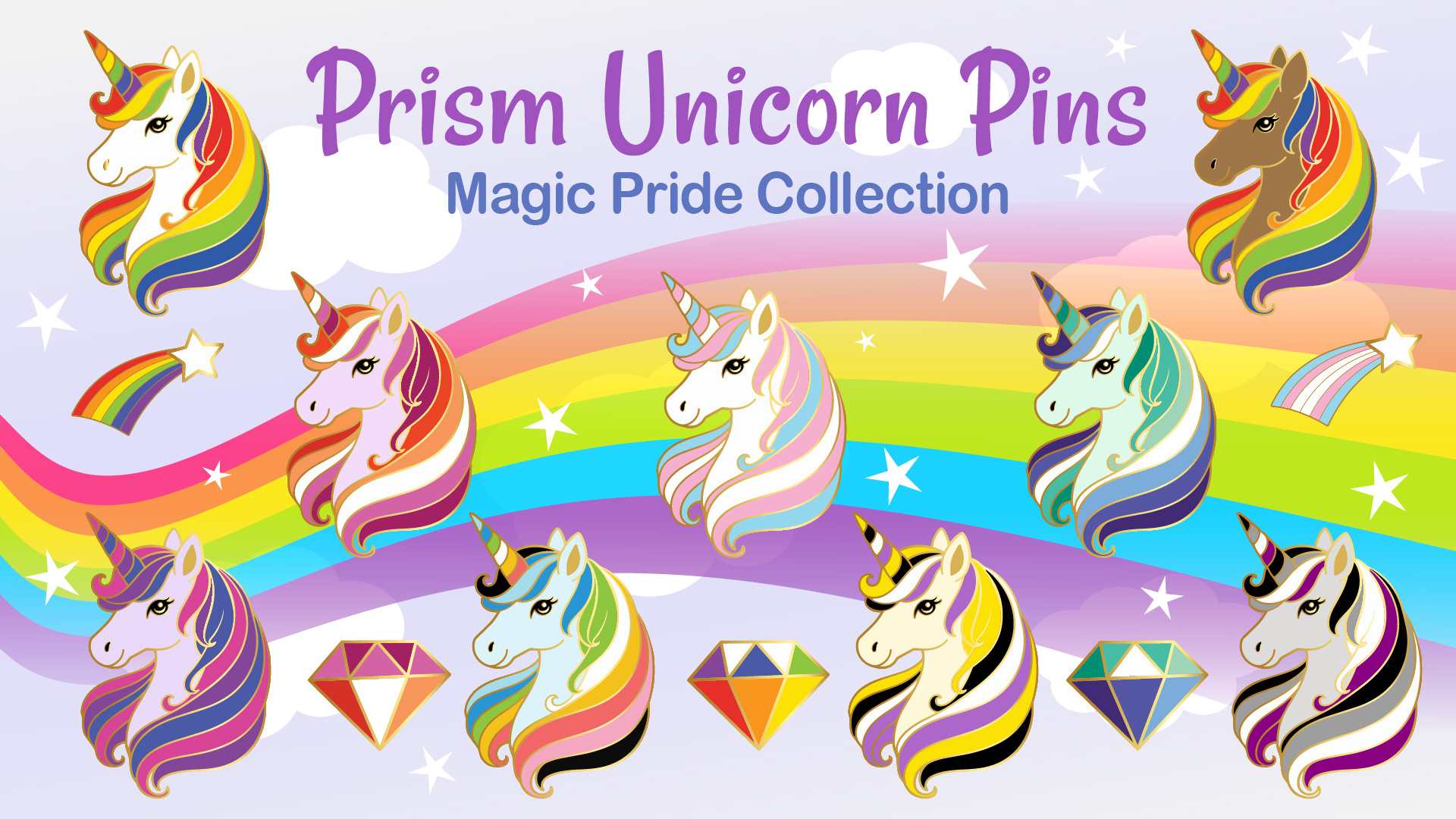  A colourful collection of unicorns inspired by magic to celebrating identity and pride in a gentle and playful way. 