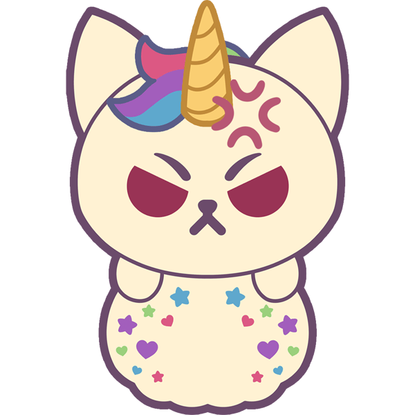 Angry Unicorn Cat 3 inch Sticker