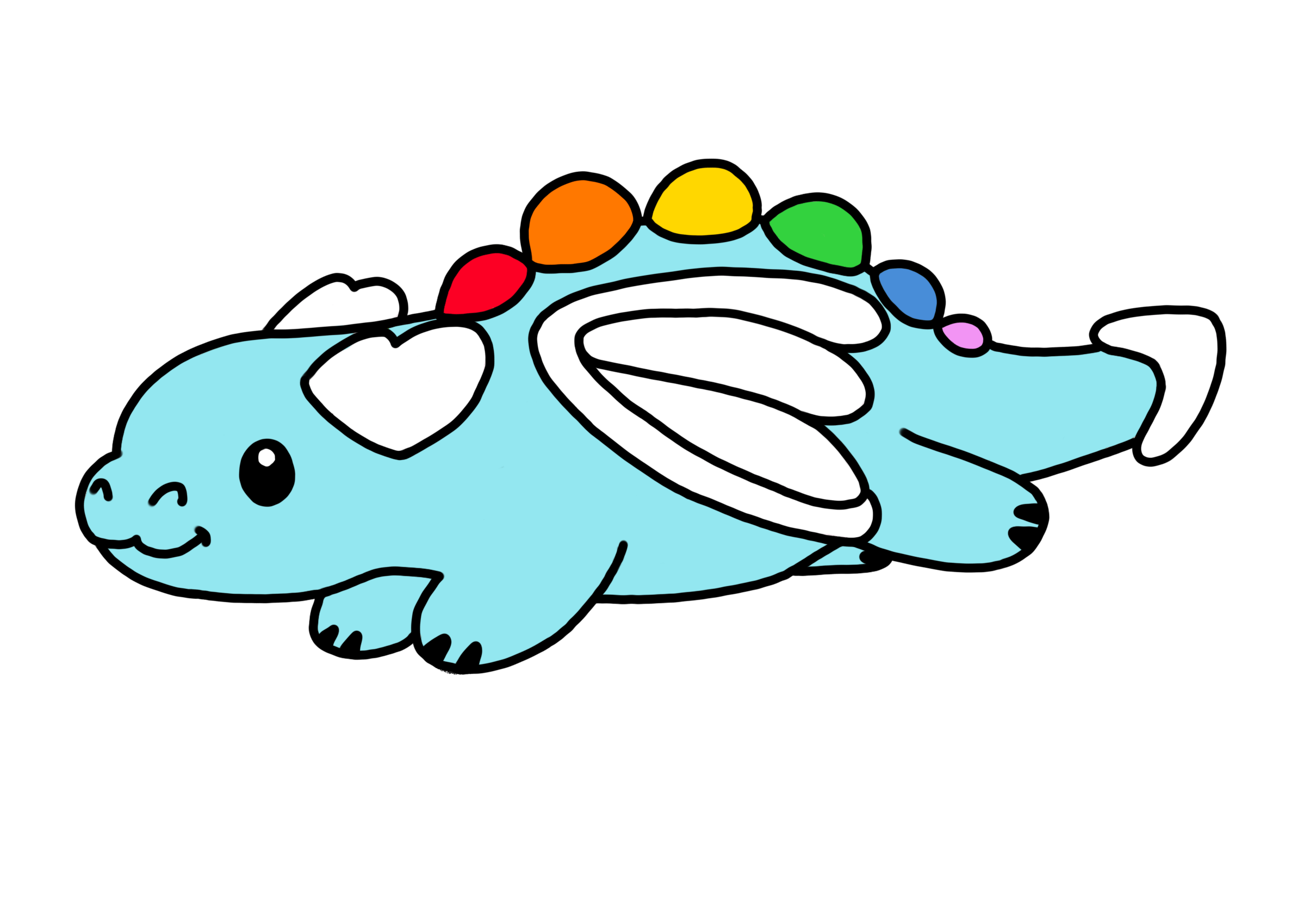Blue rainbow dragon enamel pin