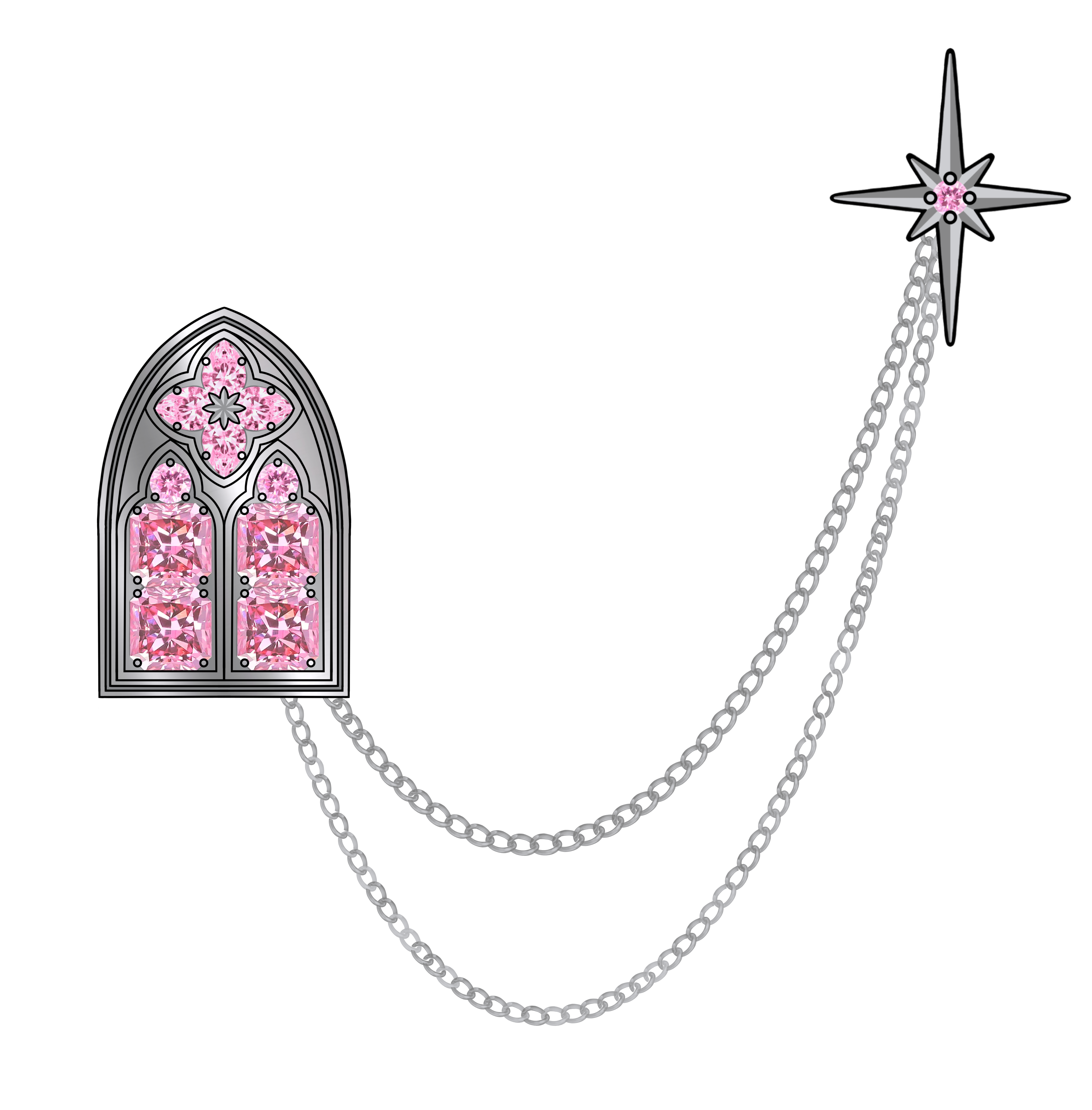 Vitrail de Cristal collar pin - Pink cz
