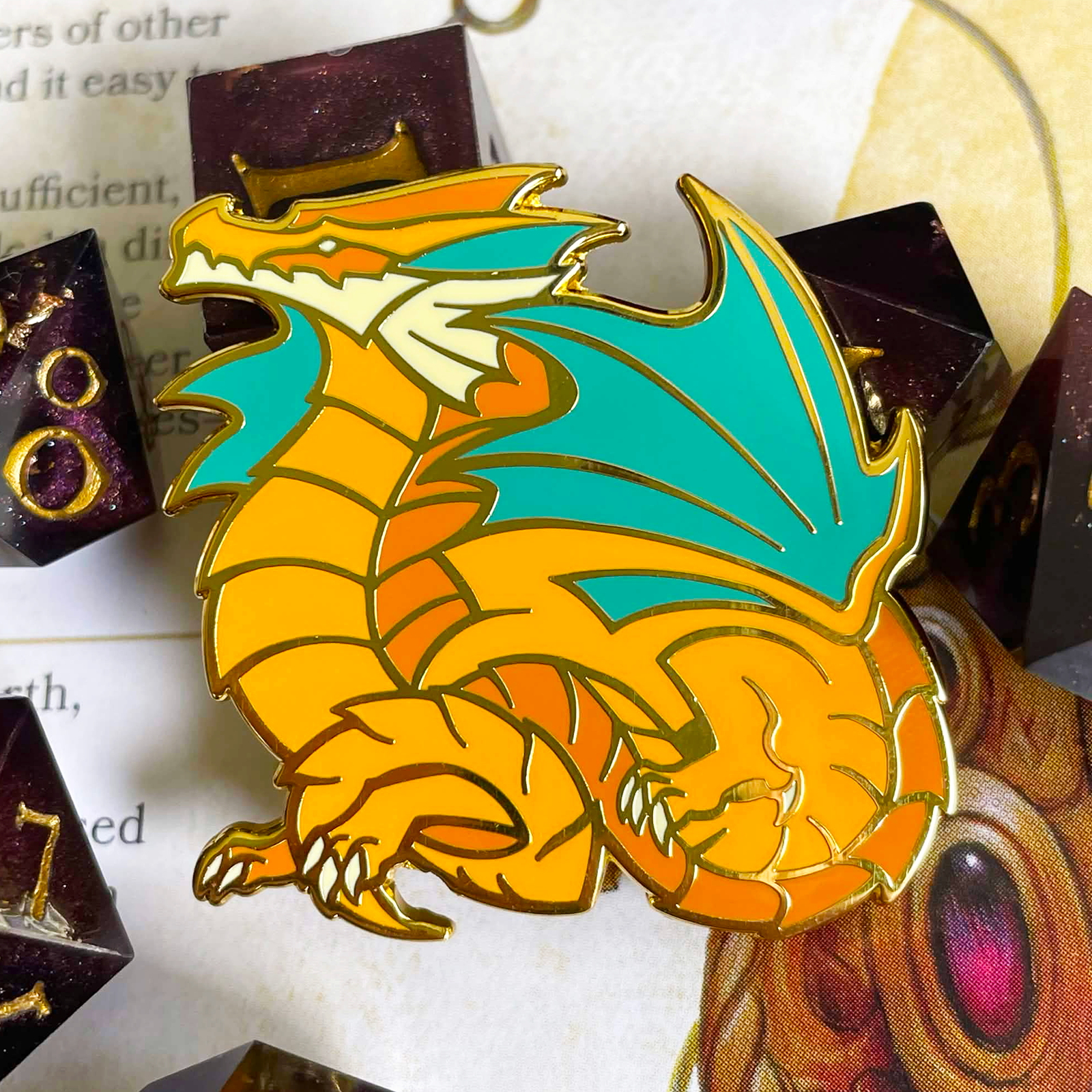 Topaz Dragon Enamel Pin