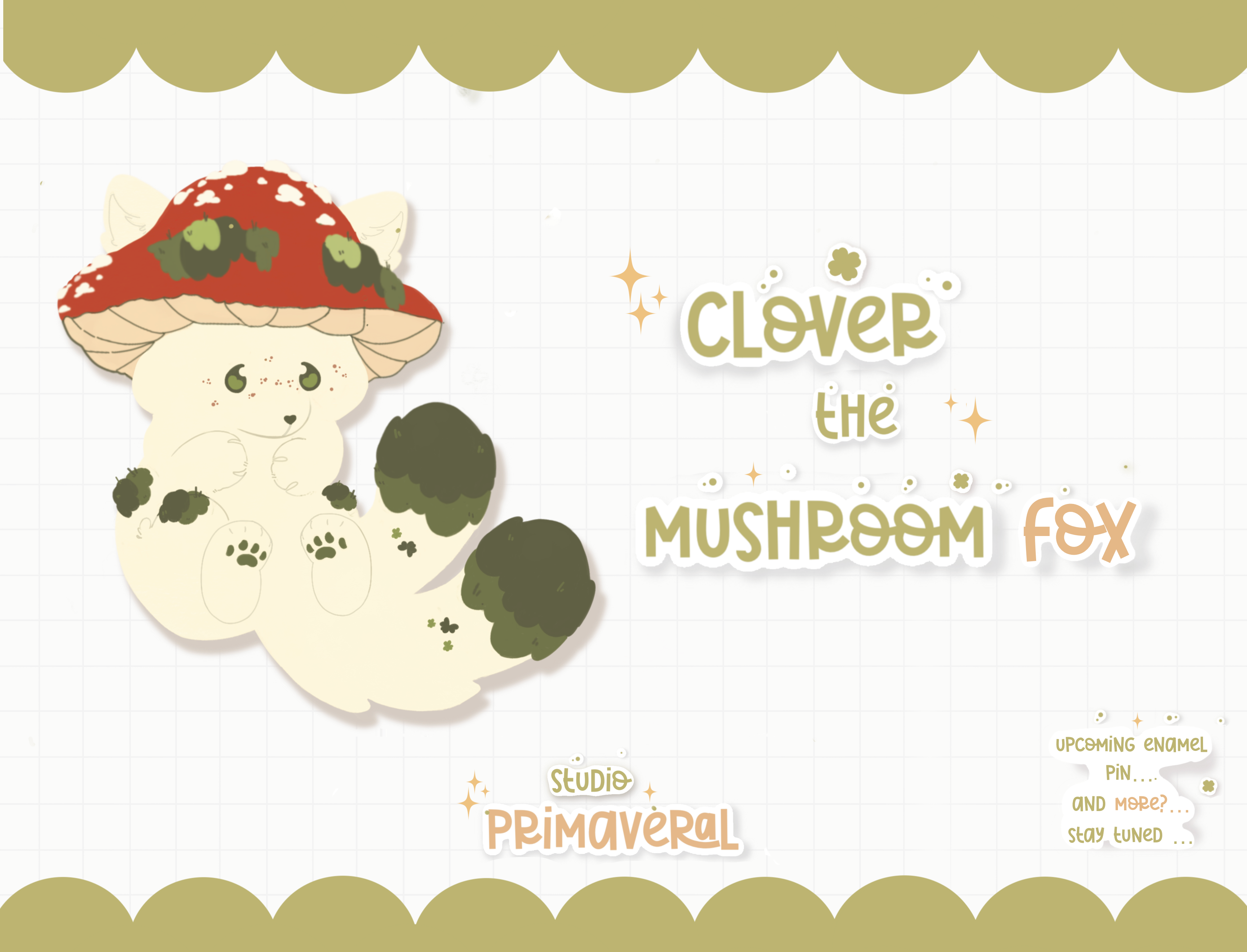 Clover the mushroom fox Enamel pin