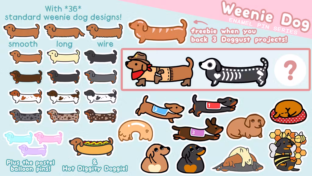 Weenie Dog Pins & Stickers