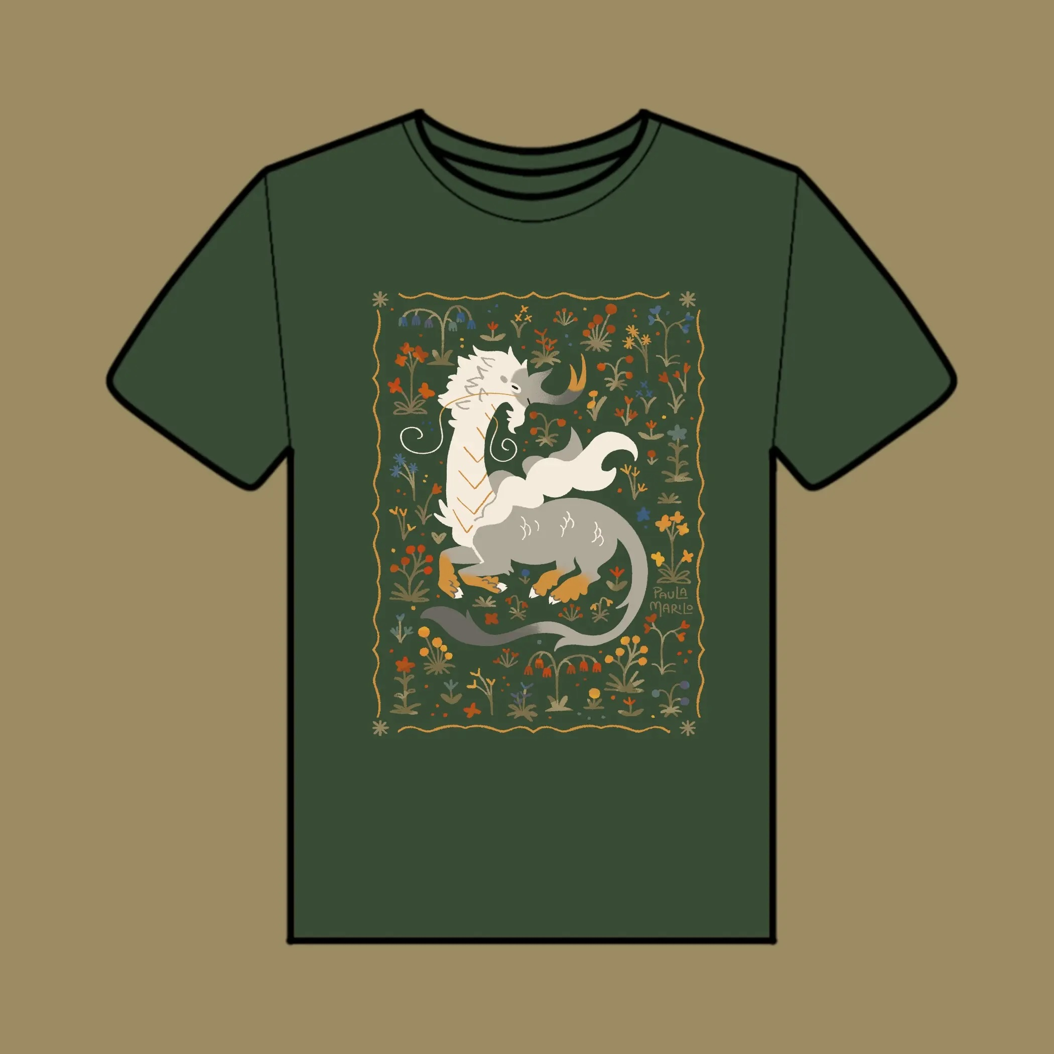 Snowcapped Qilin Unicorn Garden T-Shirt