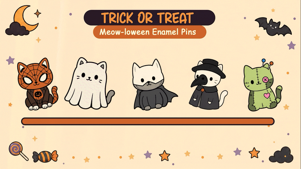 Trick or Treat: Meow-loween Enamel Pins