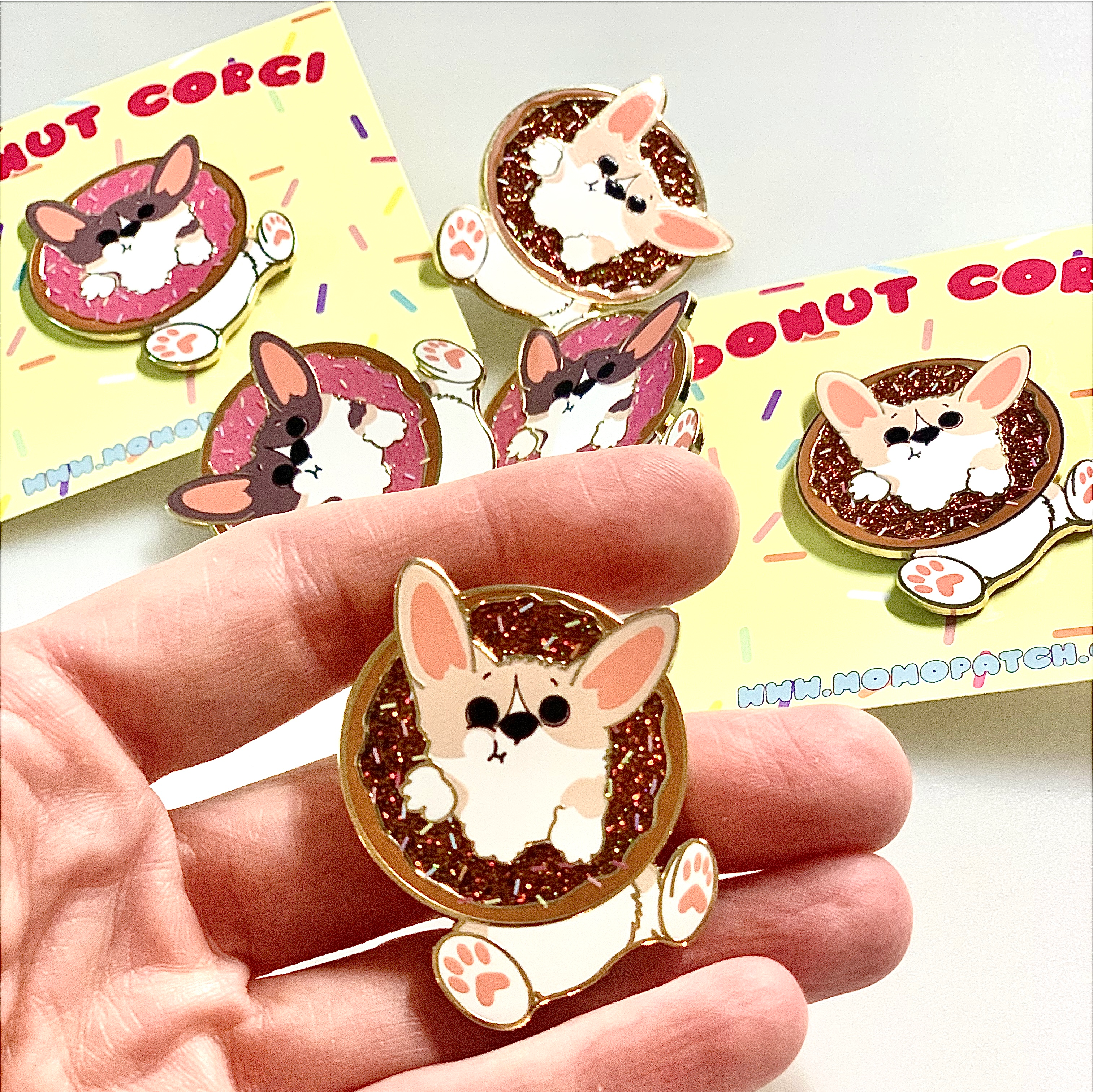 🍩 Original Chocolate Donut Corgi Pin