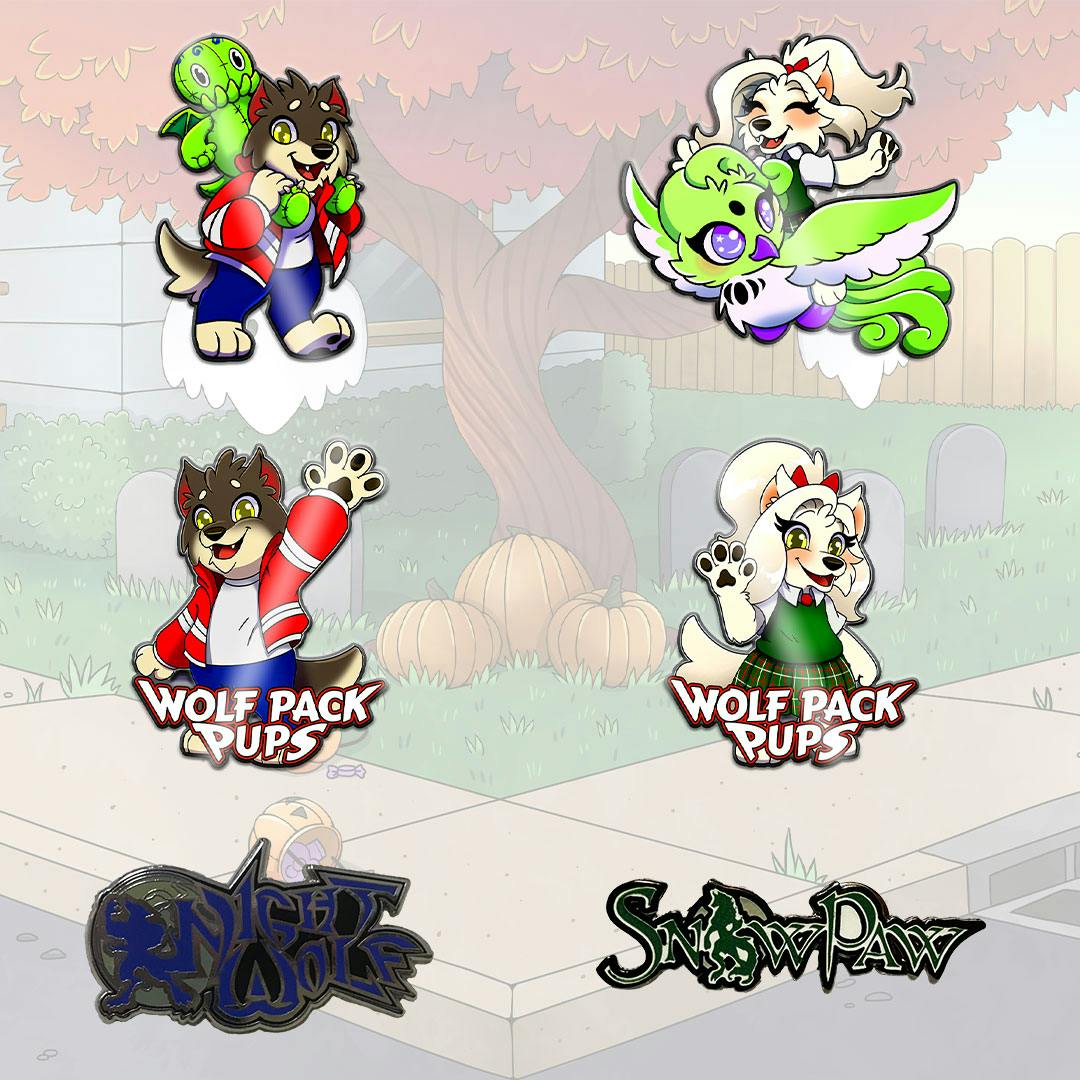 Wolf Pack Pups Hard Enamel Pin Collection