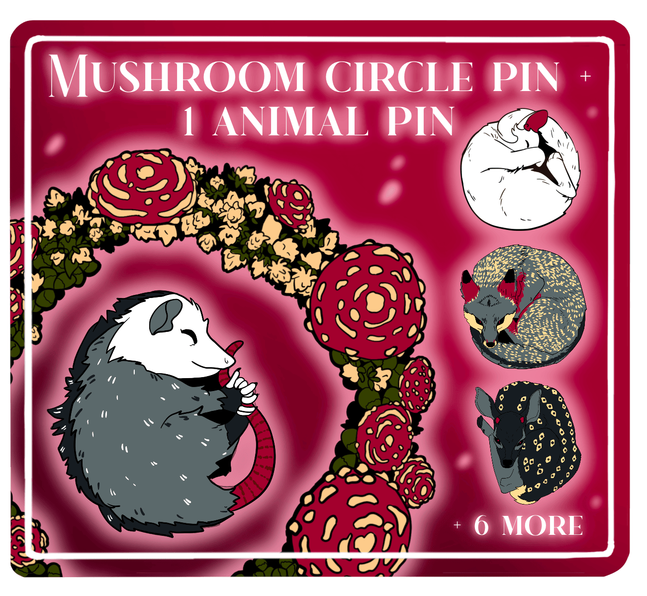 Mushroom circle + 1 random animal pin