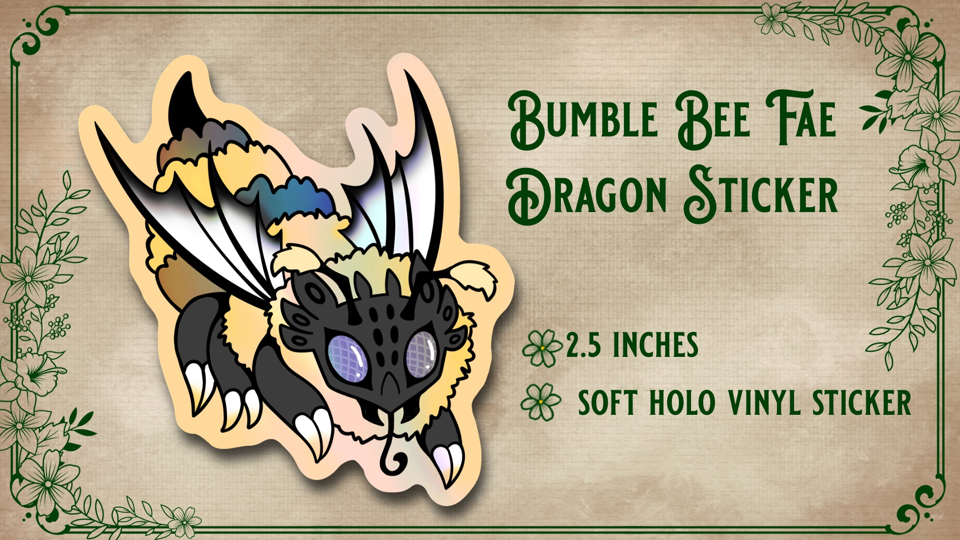 Bumble Bee Dragon Holo Sticker
