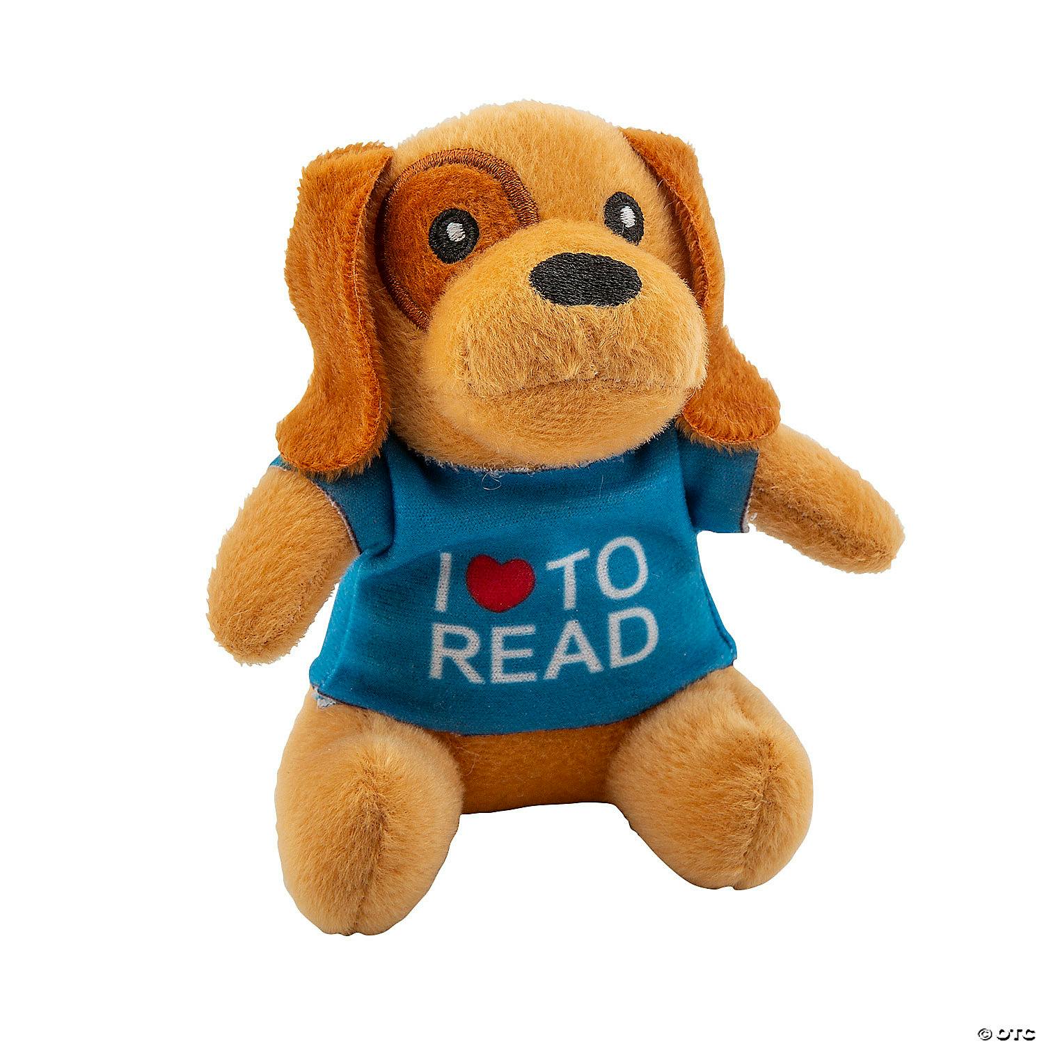 4" I ❤️ to Read stuffed puppy dog