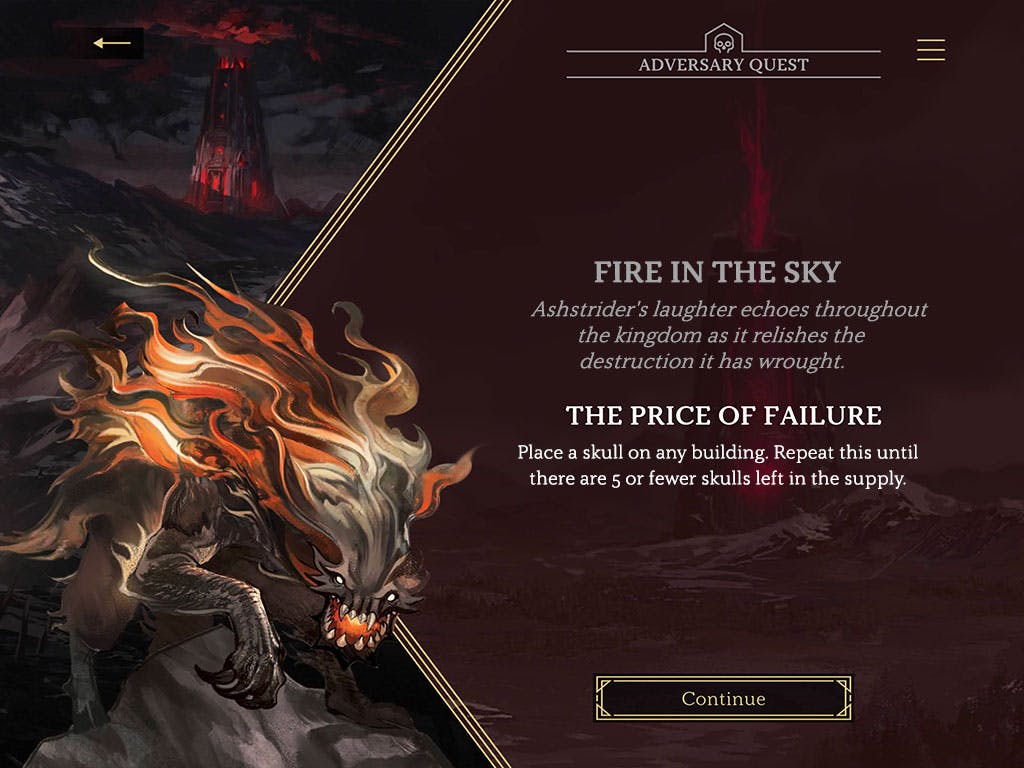 Ashstrider's laughter echoes throughout the kingdom as it relishes the destruction it has wrought.