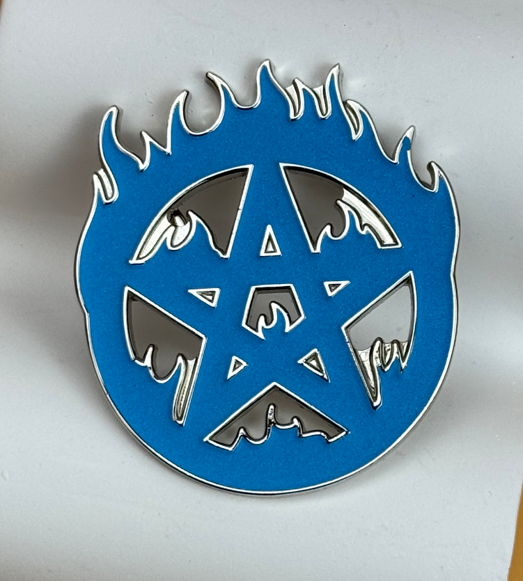 Flaming Pentagram Pin