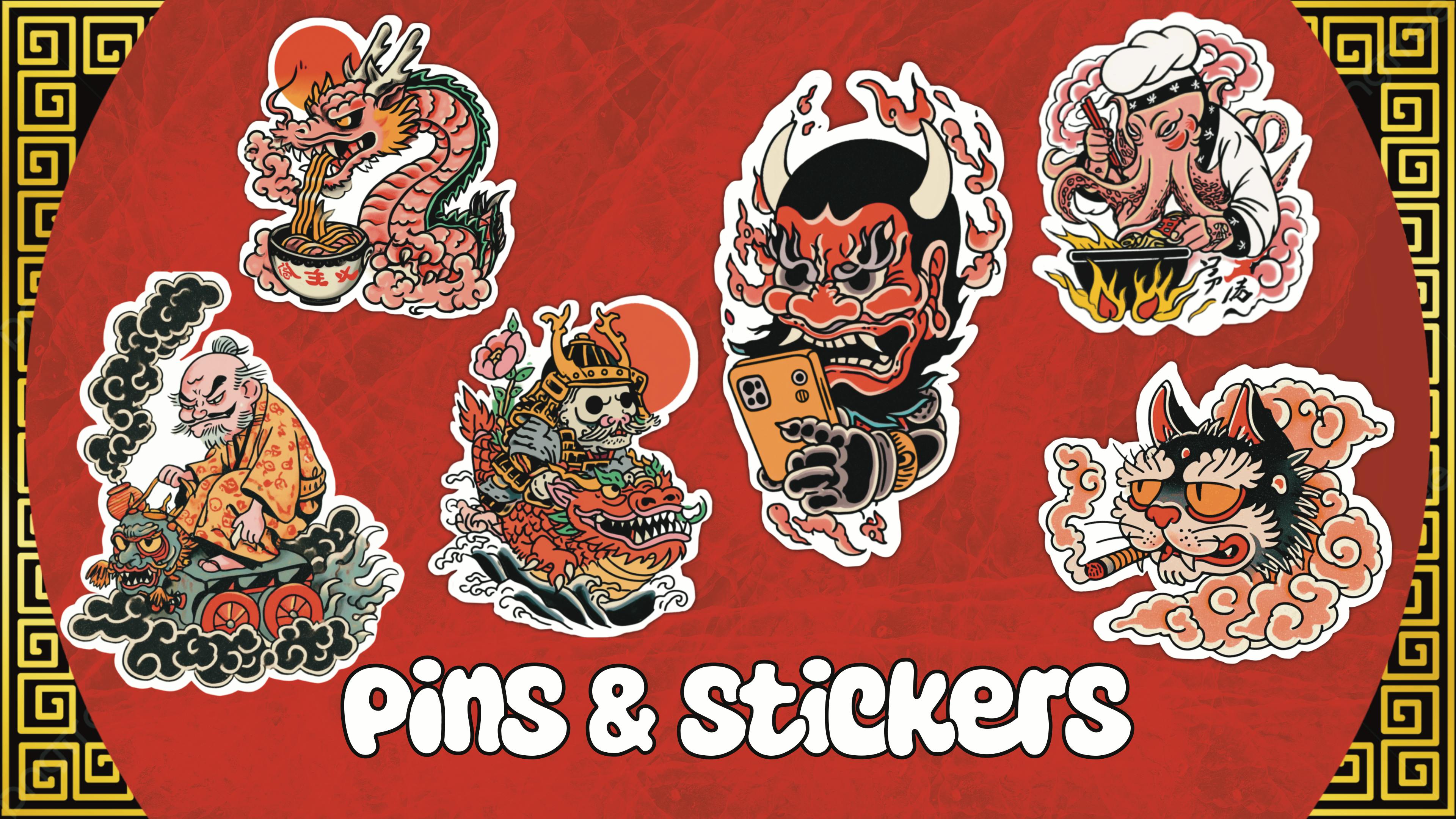 Japanese inspired Sticker & pin collection