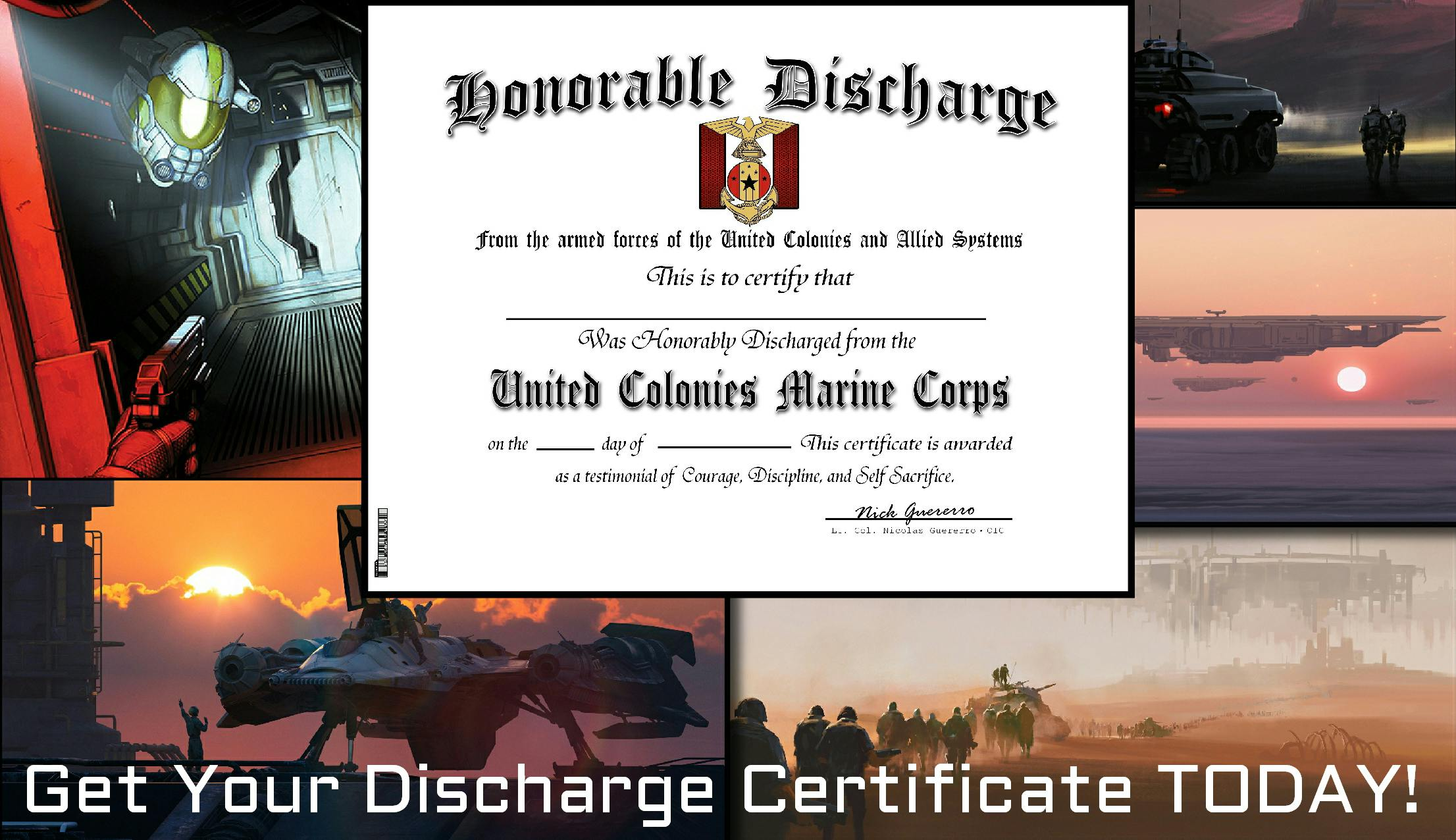 United Colonies Marine Discharge Certificate