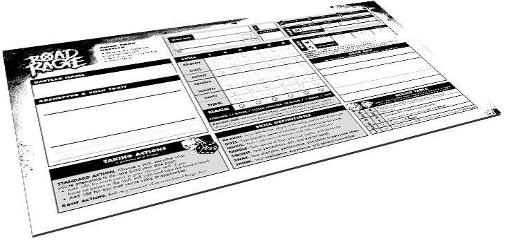 Road Rage Character Sheet (Digital PDF)