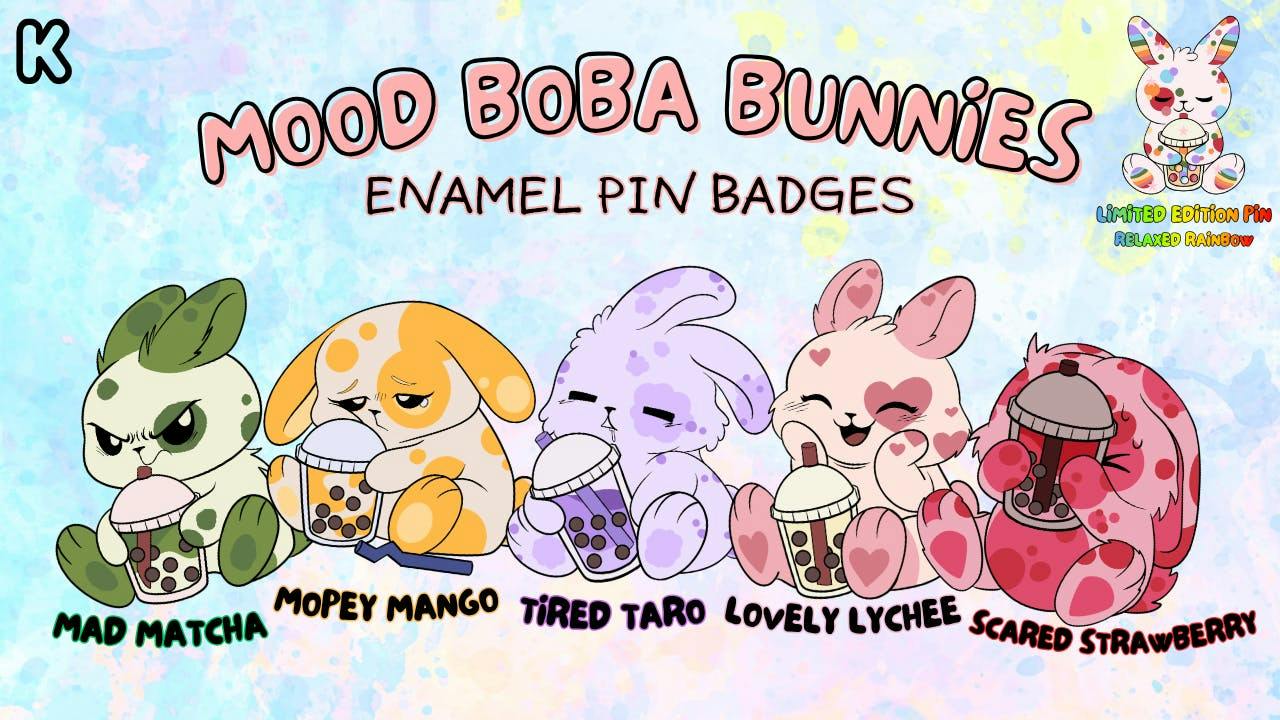 Mood Boba Bunny Enamel Pins
