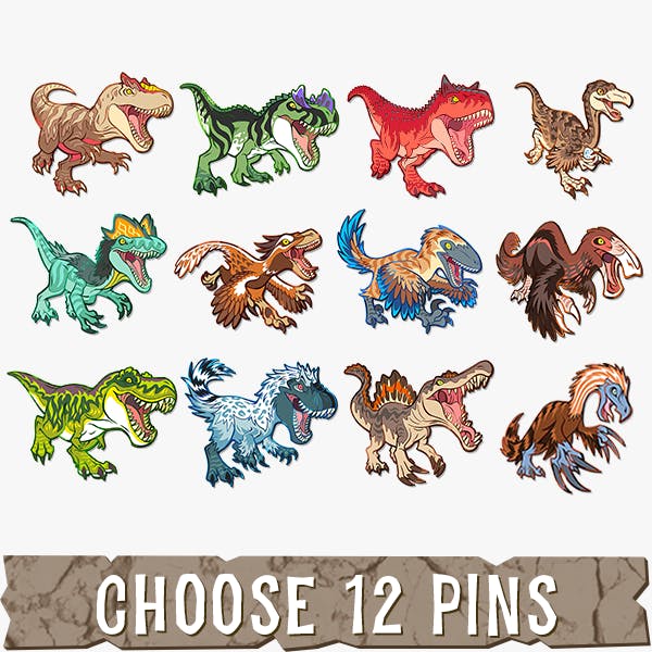 🦖 Choose 12 Pins