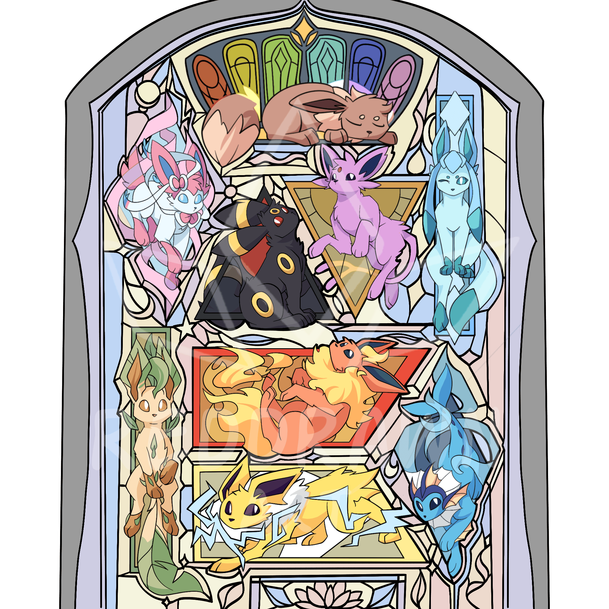 Stained glass foxes