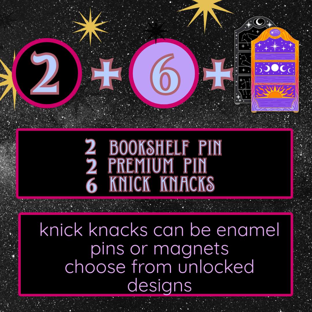 2 bookshelf+ 2 Premium + 6 Knick knacks