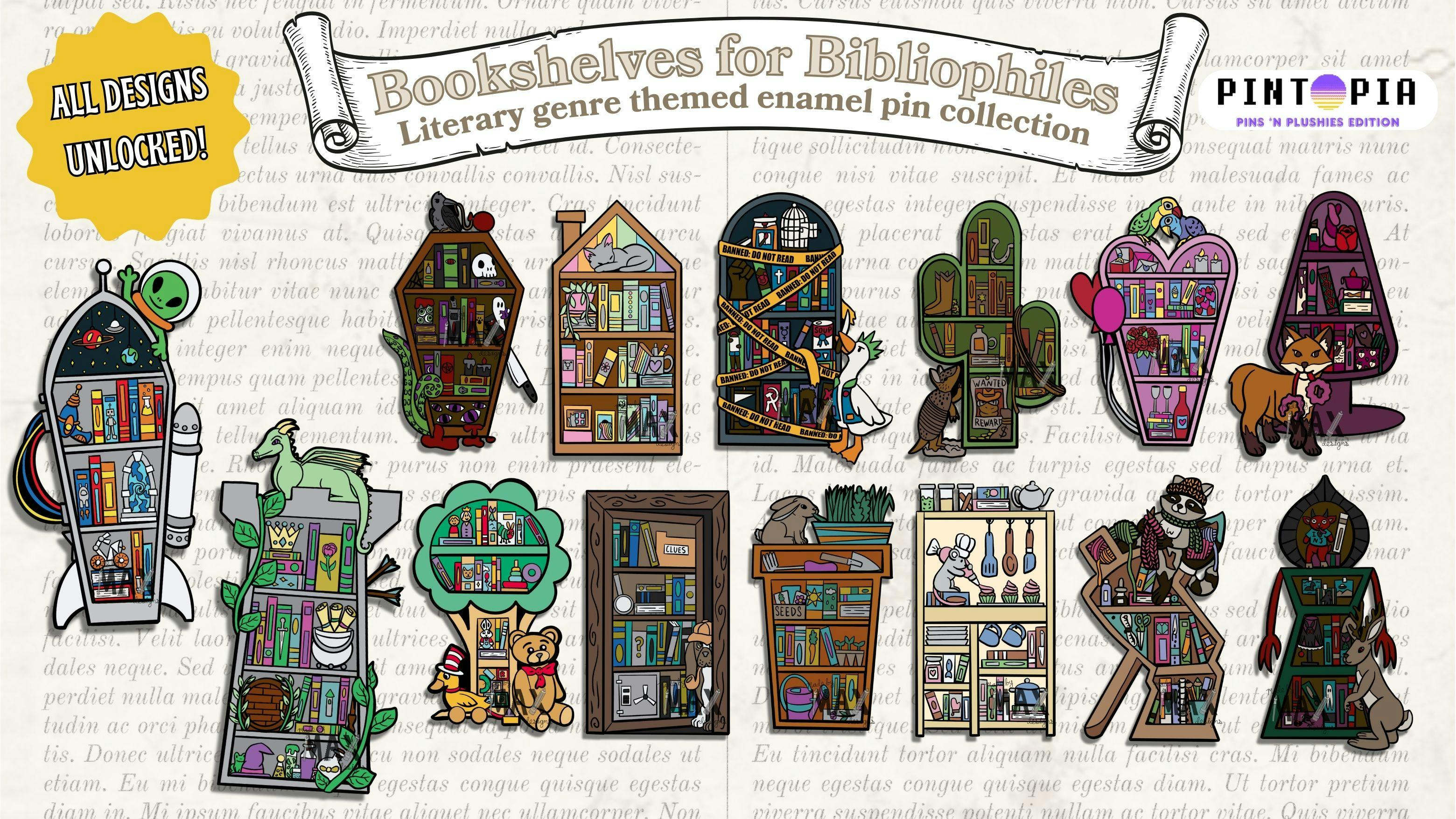 Launch Party | Bookshelves for Bibliophiles | Literary Genre Themed ...