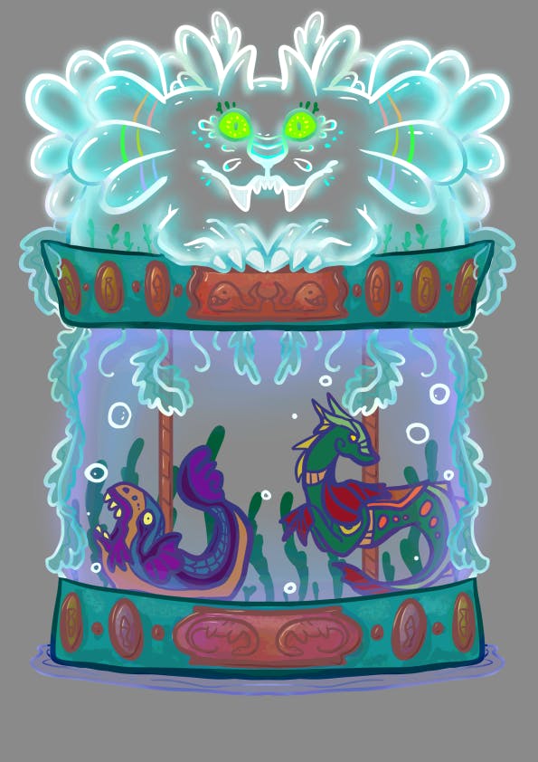 Transparent sea monster sticker