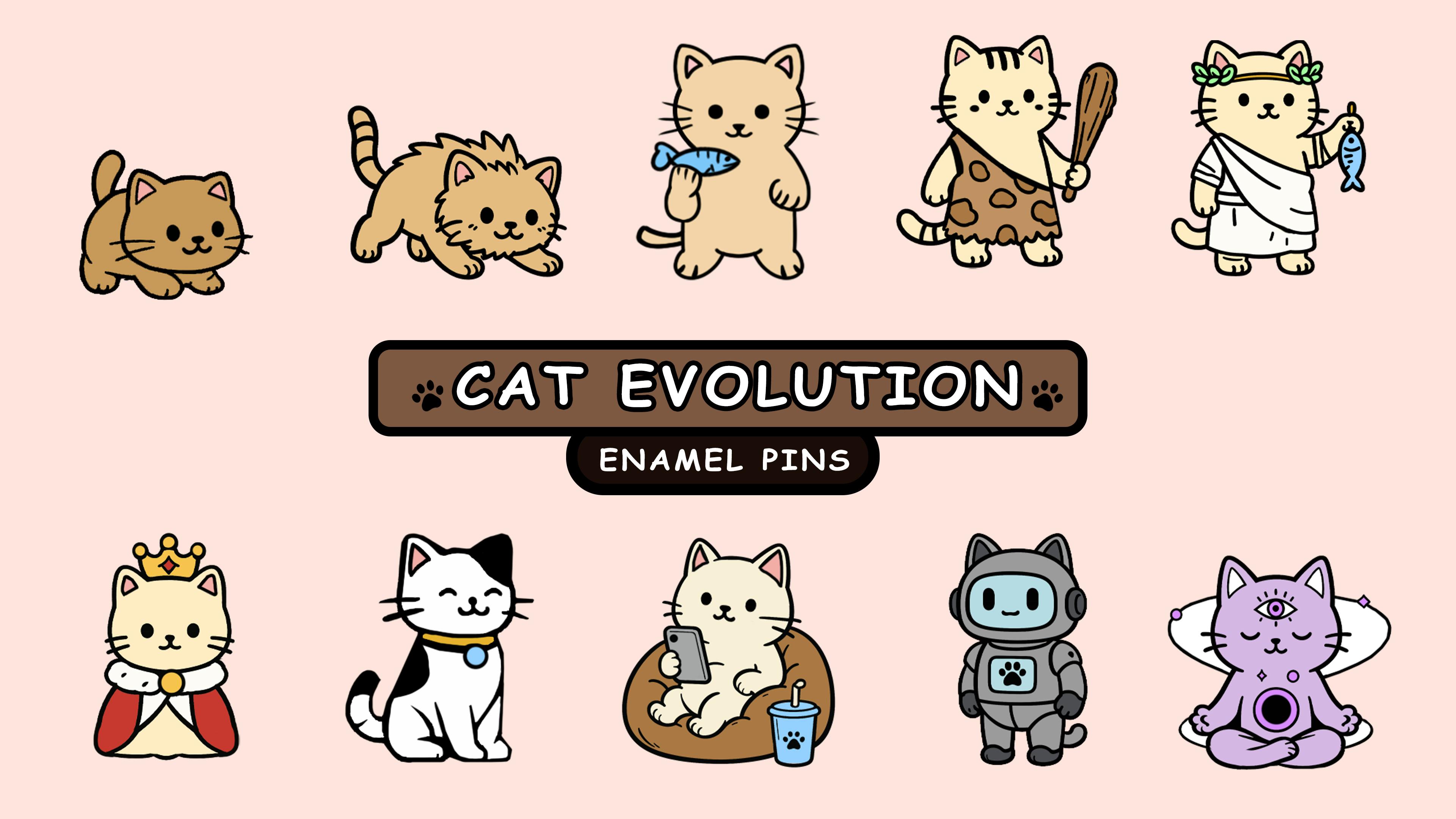 Cat Evolution: Enamel Pins