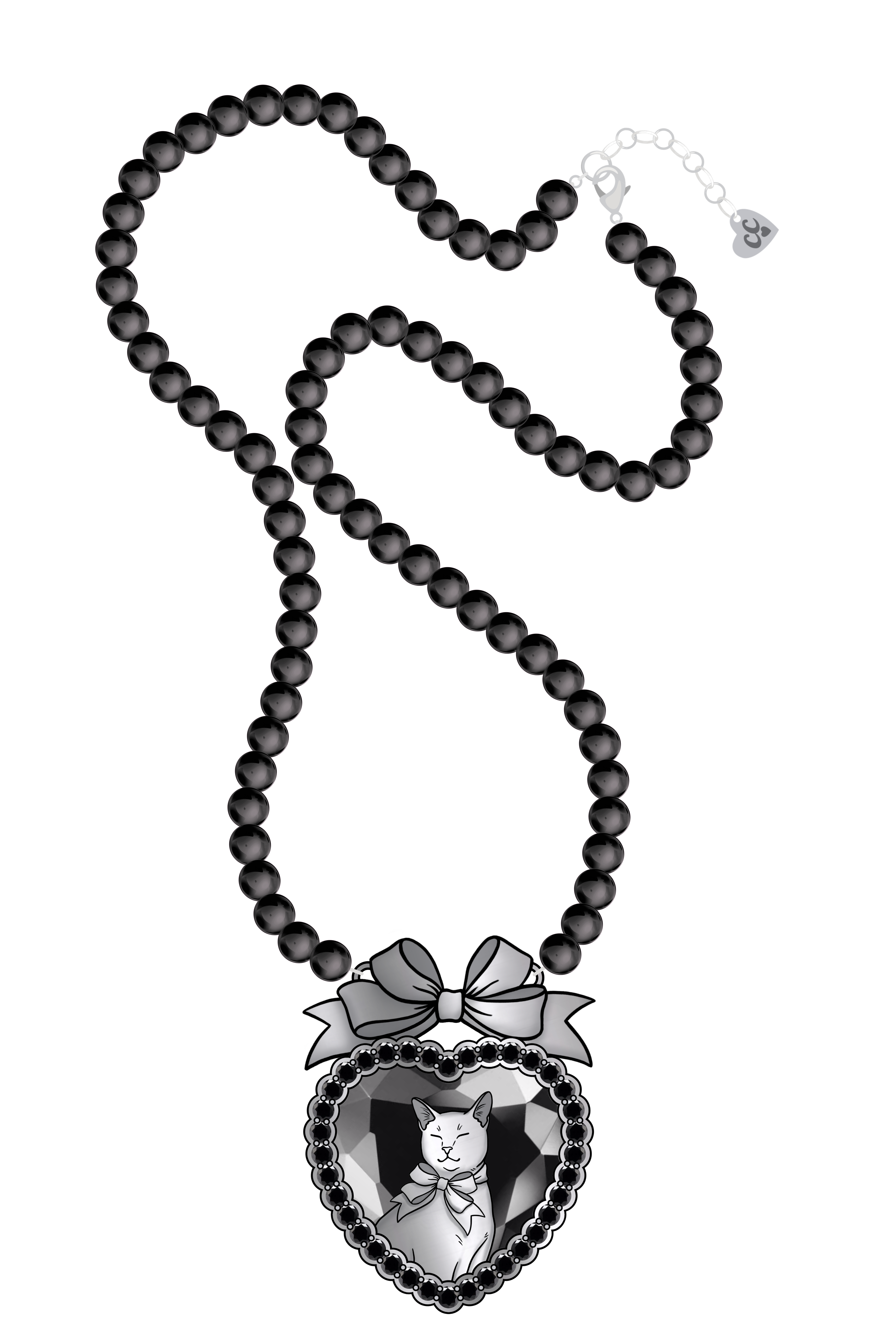 Cœur de Chat necklace - Black cz