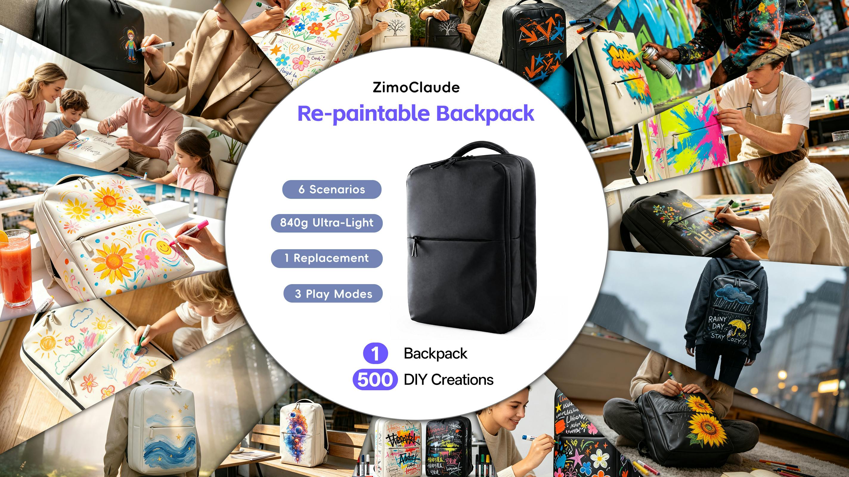 ZimoClaude: Innovative Re-paintable Backpack | Wear Your Art