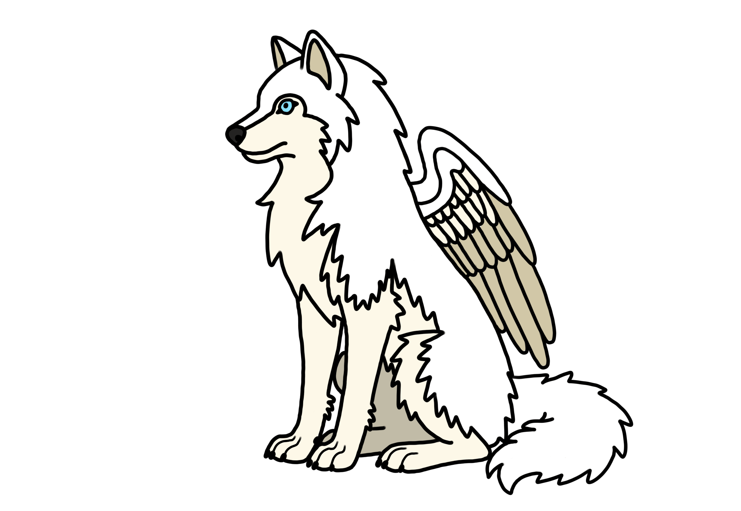 Sitting wolf white enamel pin