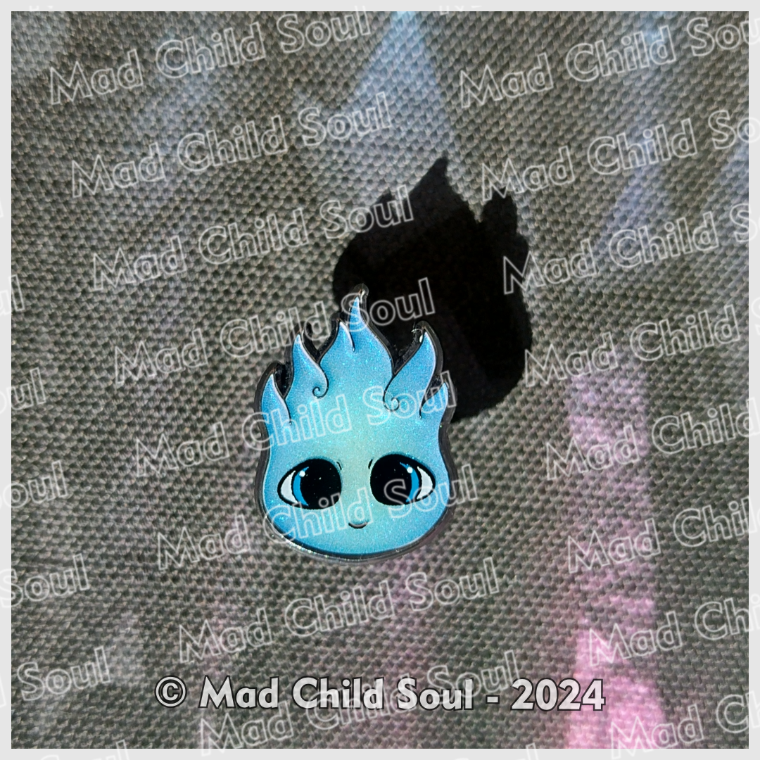 1x MINI PIN : Fire Spirit (Blue)