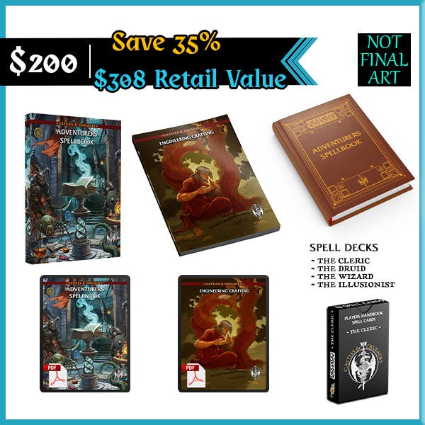 (Save 10%) Adventurers Spellbook Collectors Edition (Print + PDF + Spell Decks + Leather)