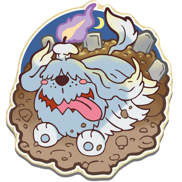 Ghostly dog friend wooden pin
