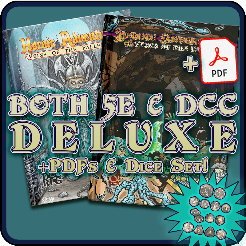 Double Deluxe Dwarf (DCC + 5E Deluxe Books + PDFs and Dice)