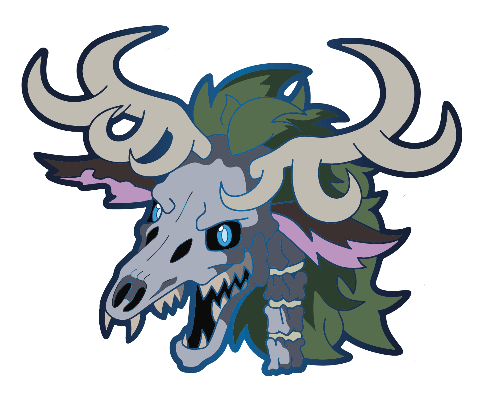 Wendigo Deer Pin - Chromatic Metal Plated (Light Blue)