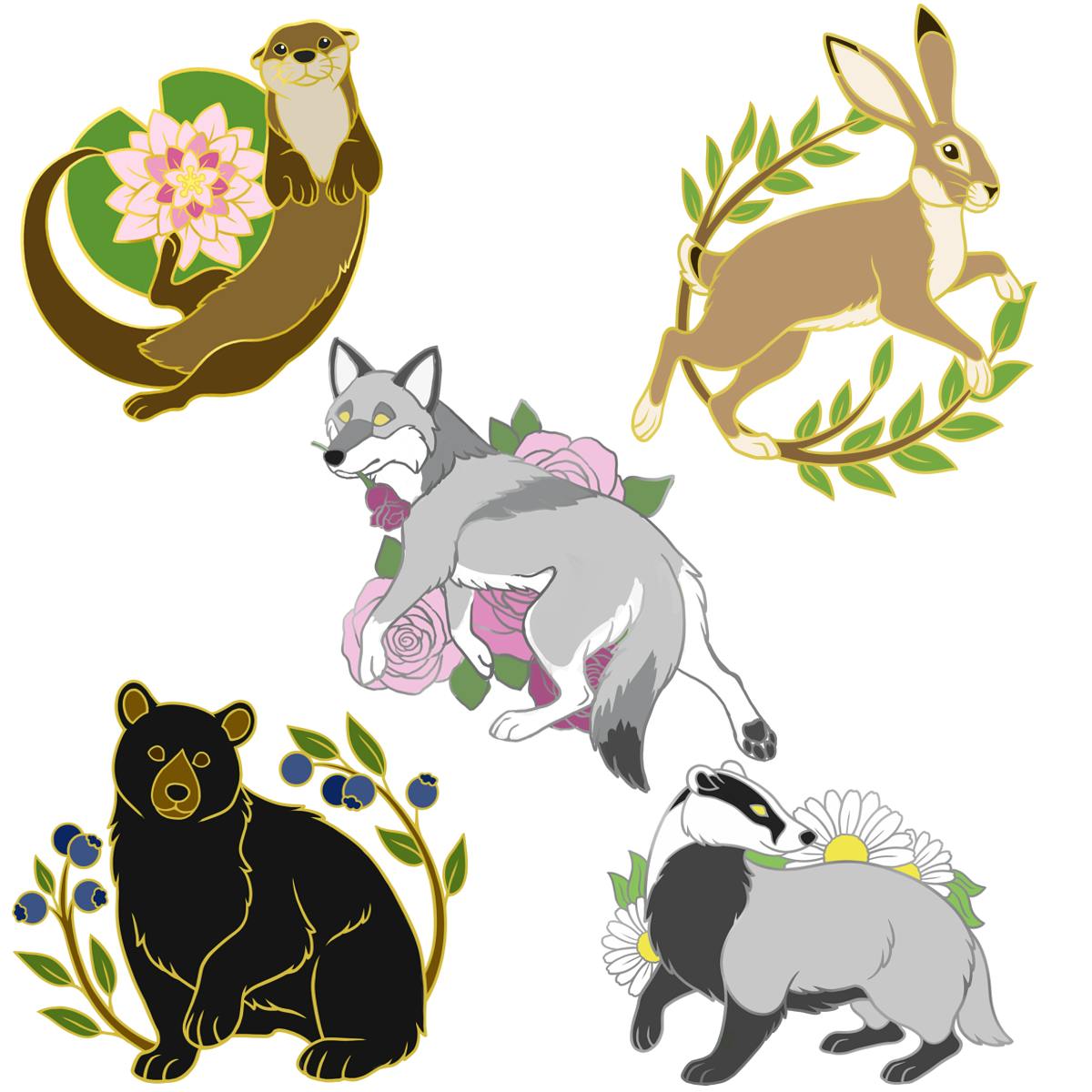 All 5 Woodland Pins!