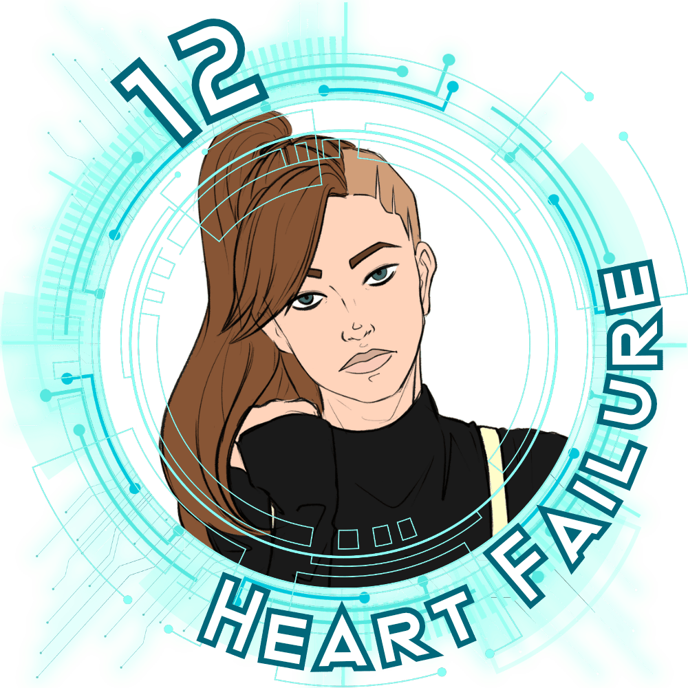 art of Dean with the number 12 above her and heart failure below her