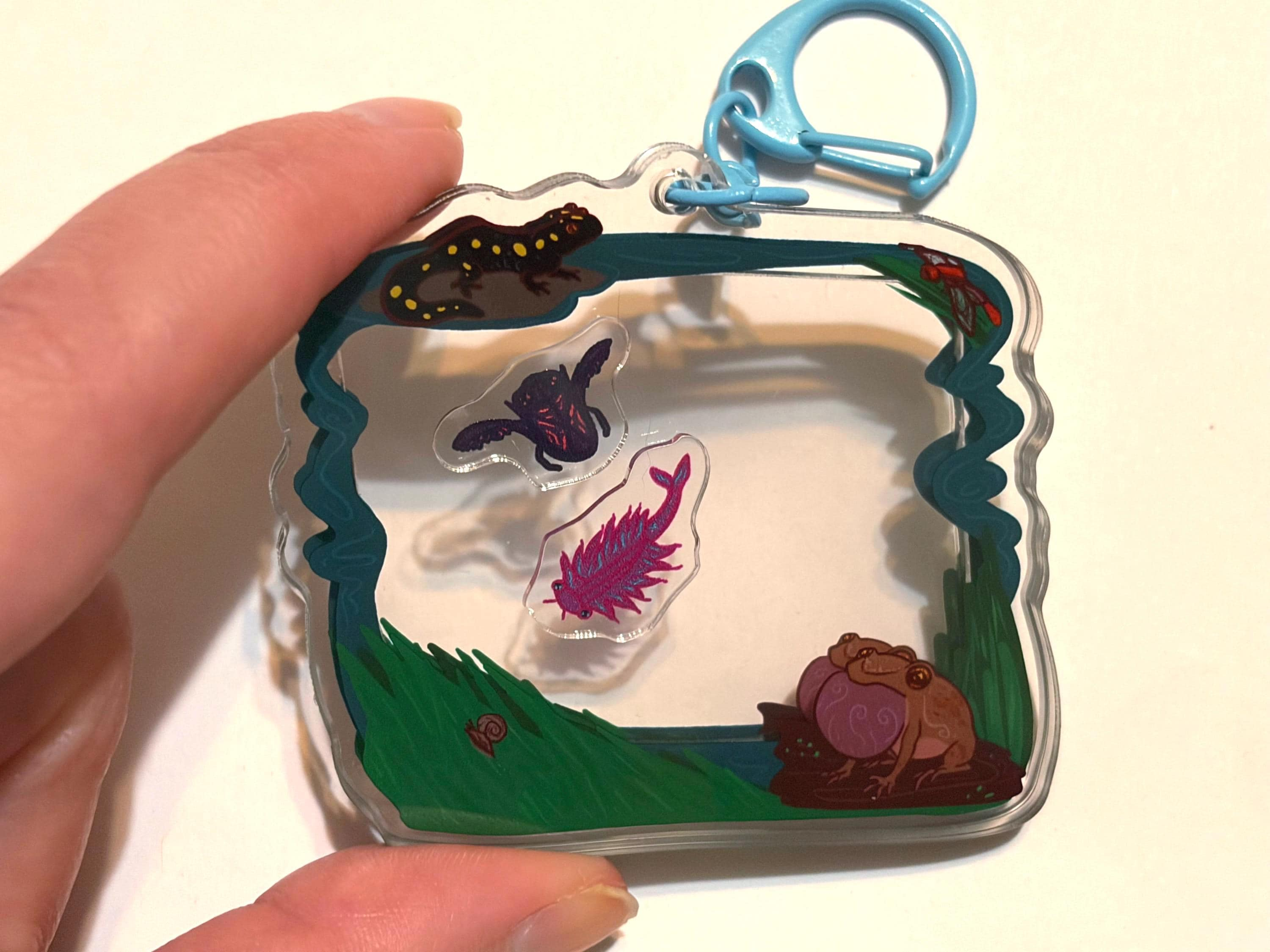 Ephemeral pond shaker keychain