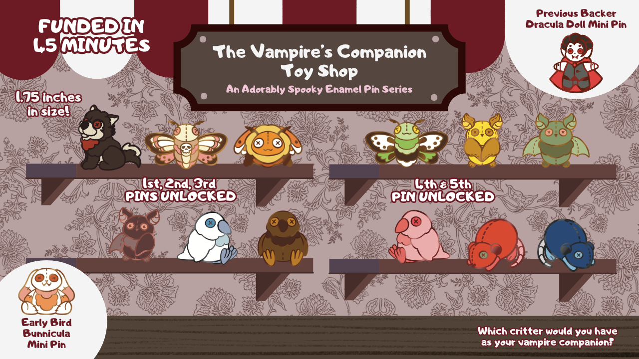 The Vampire's Companion Toy Shop Pins