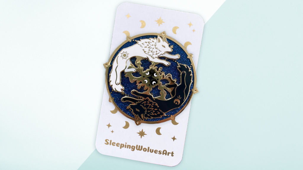 Day & Night Wolves Cycle SPINNING Pin