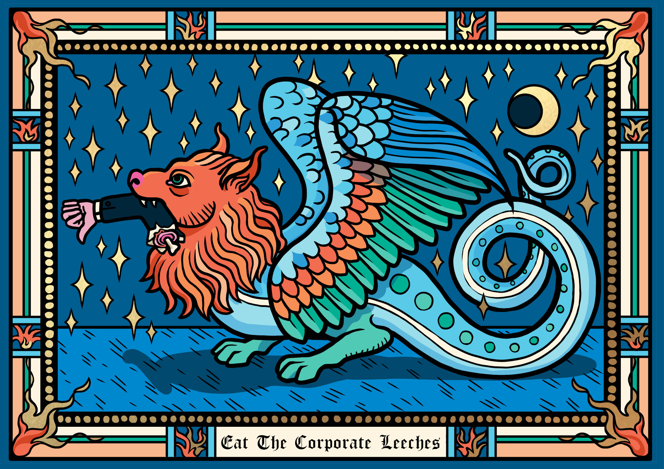Eat the Corp Leeches postcard