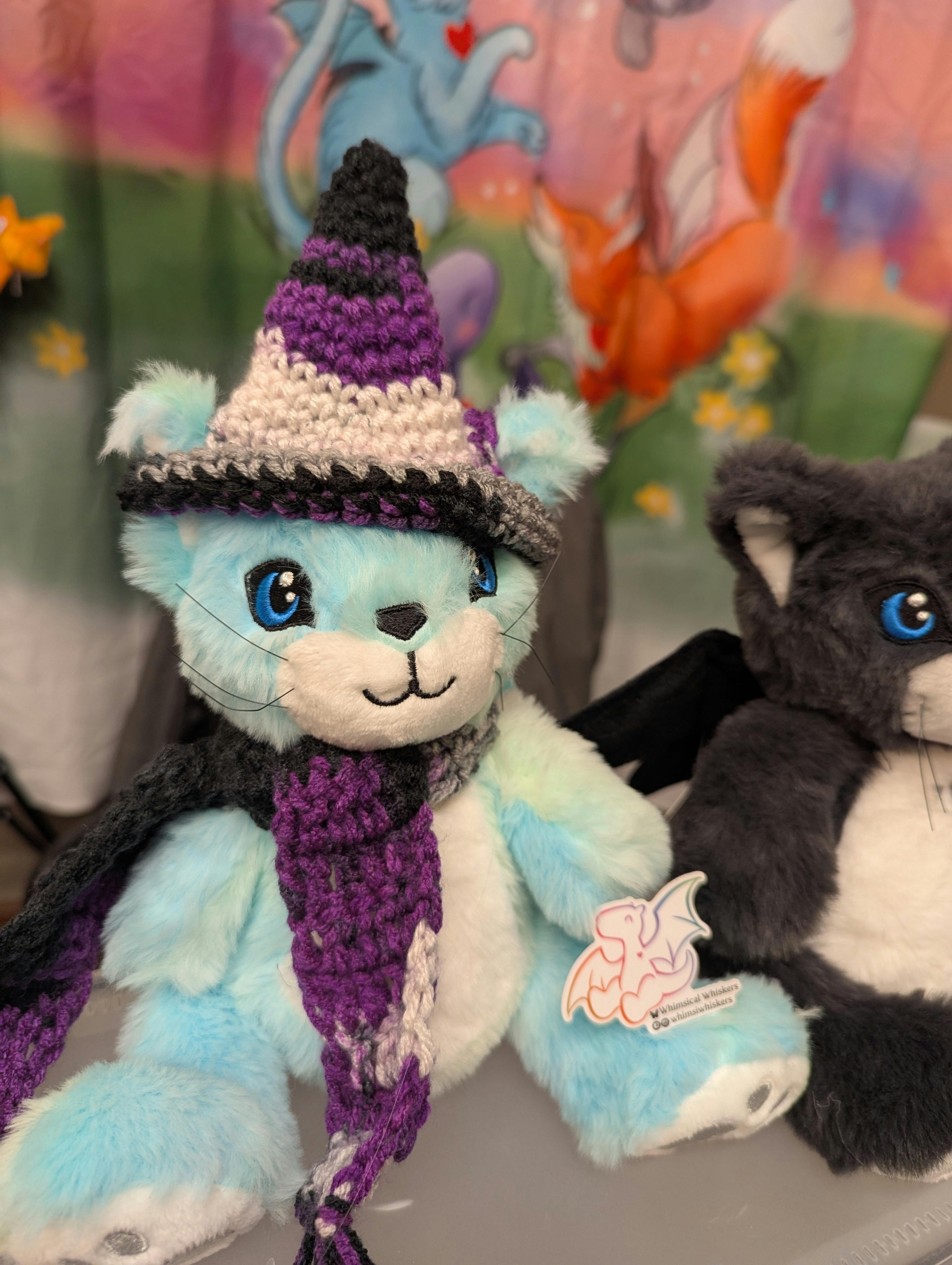 Hat and Scarf Set - Purple Black Grey