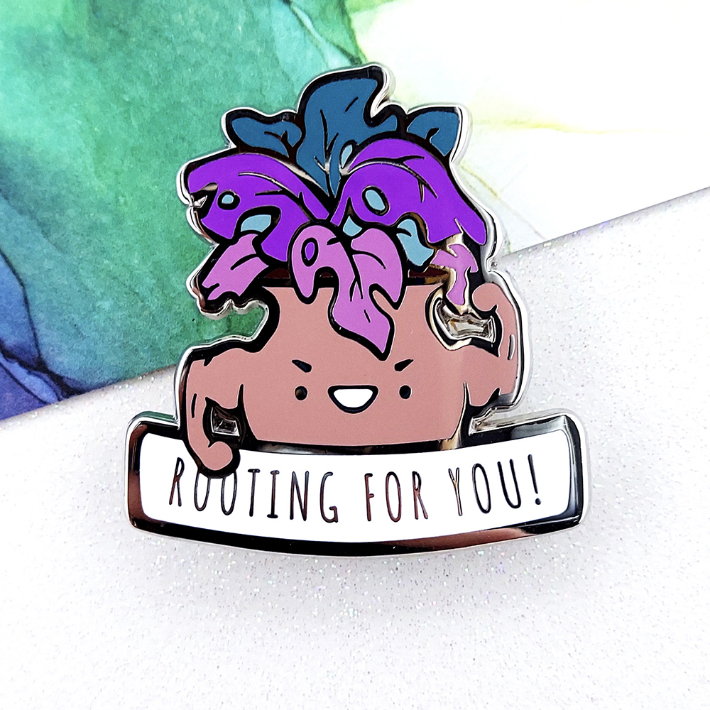 "Rooting For You" Enamel Pin (Silver)