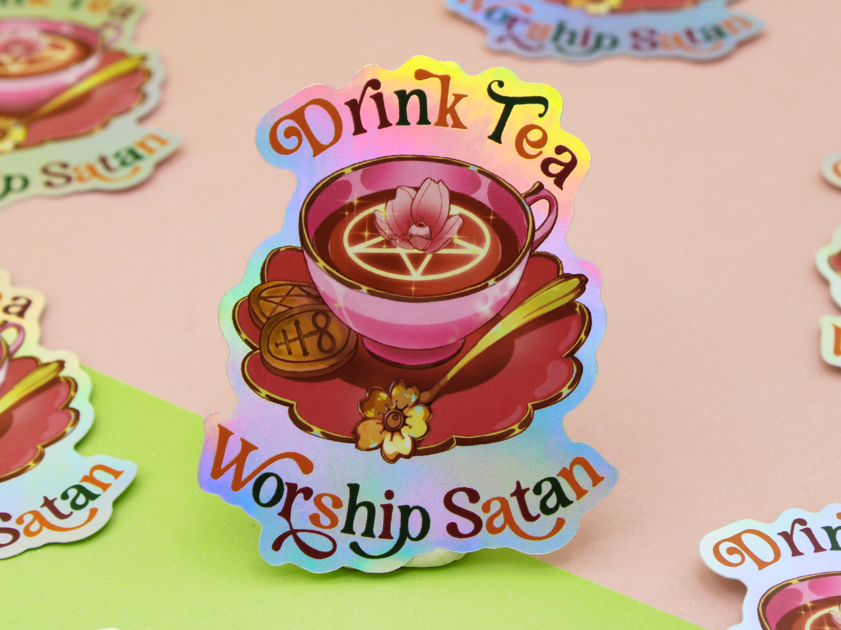Sticker: Drink Tea, Worship Satan