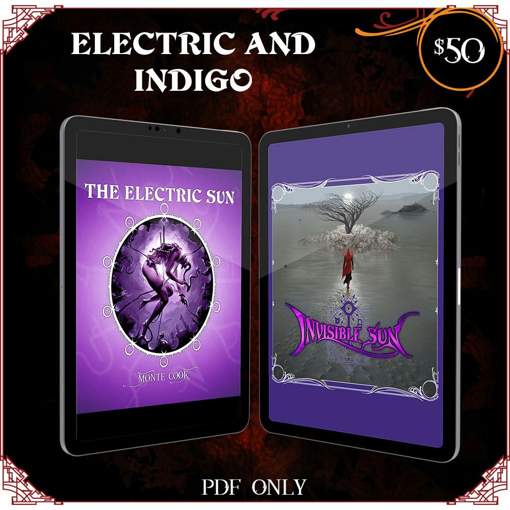 Electric and Indigo in PDF. This includes a copy of The Electric Sun and a copy of Invisible Sun Indigo. $50.
