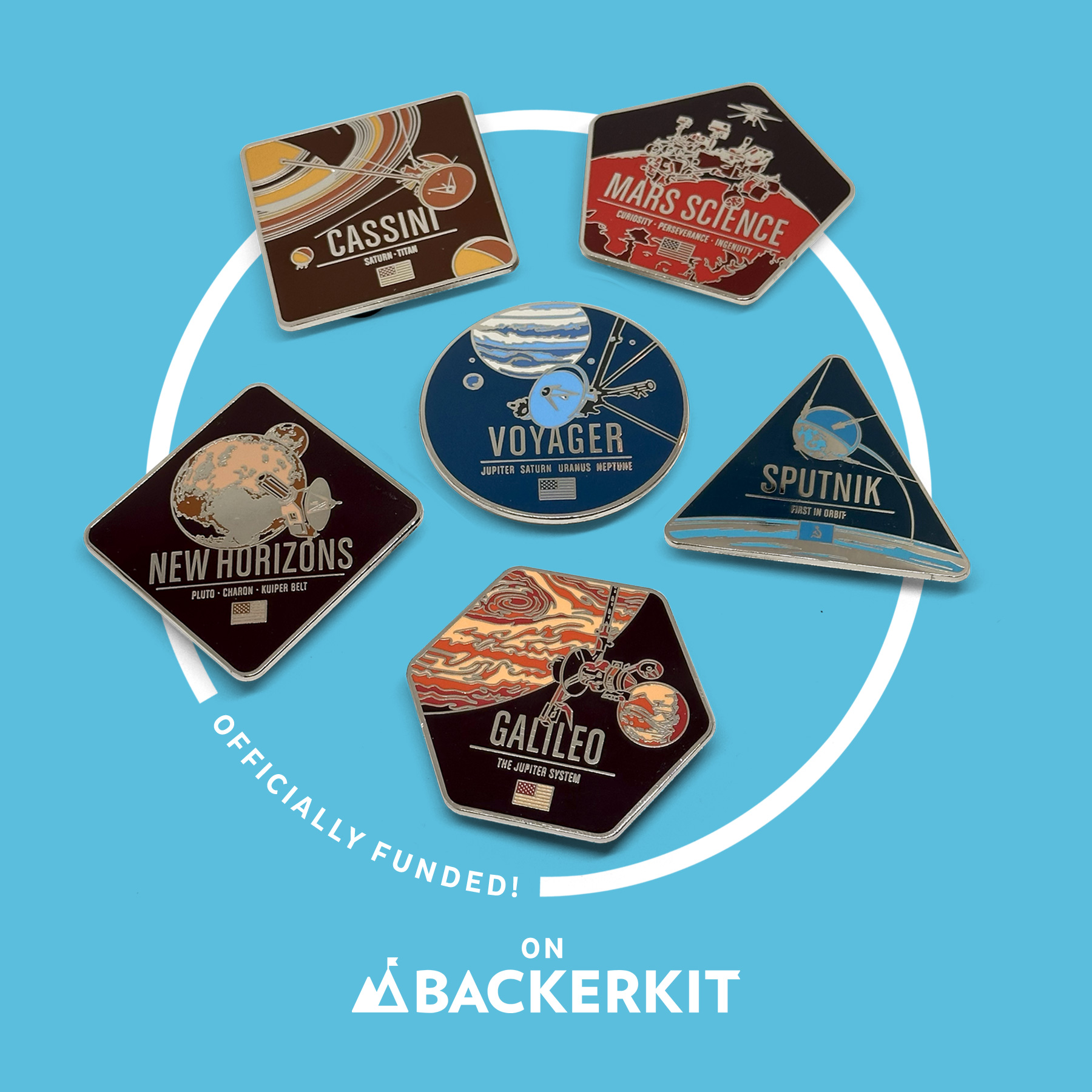 Historic Robotic Spacecraft Enamel Pin Set (6)