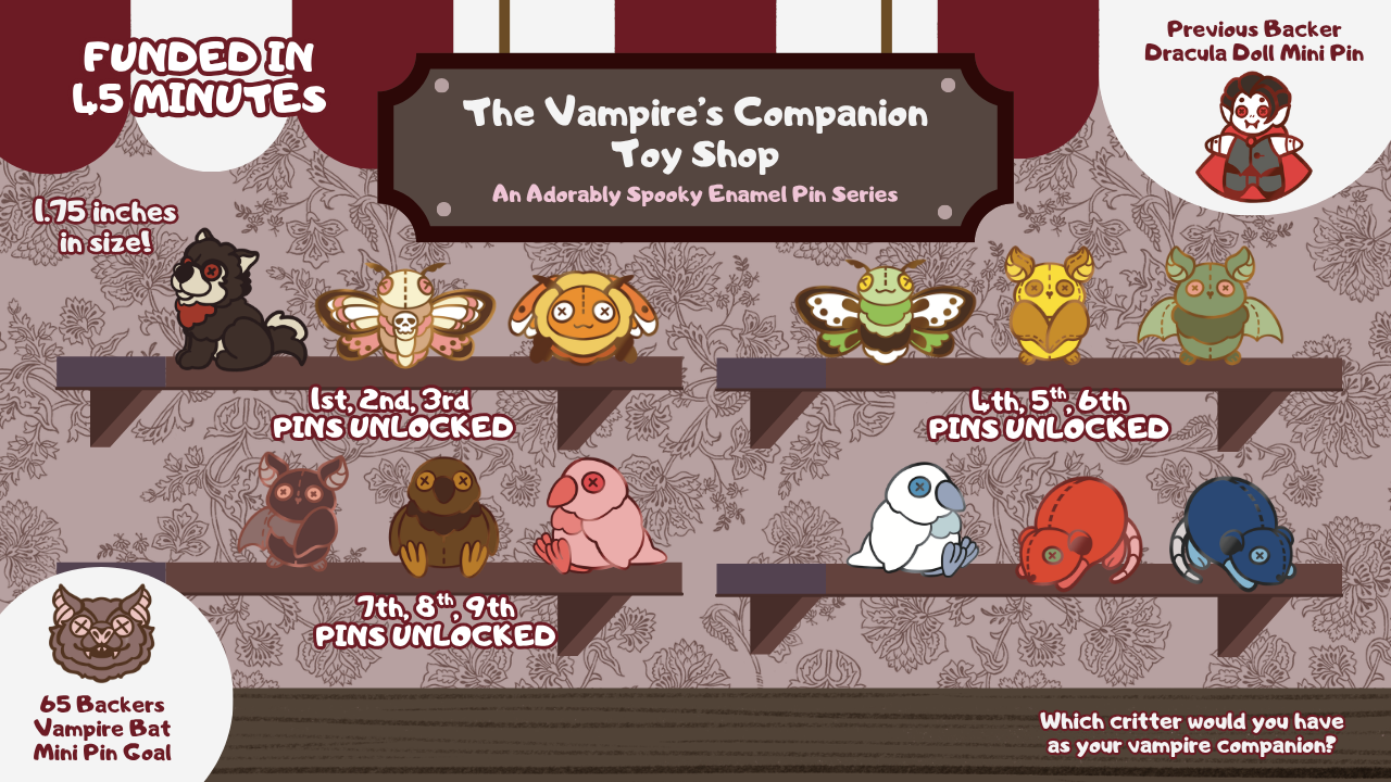 The Vampire's Companion Toy Shop Pins
