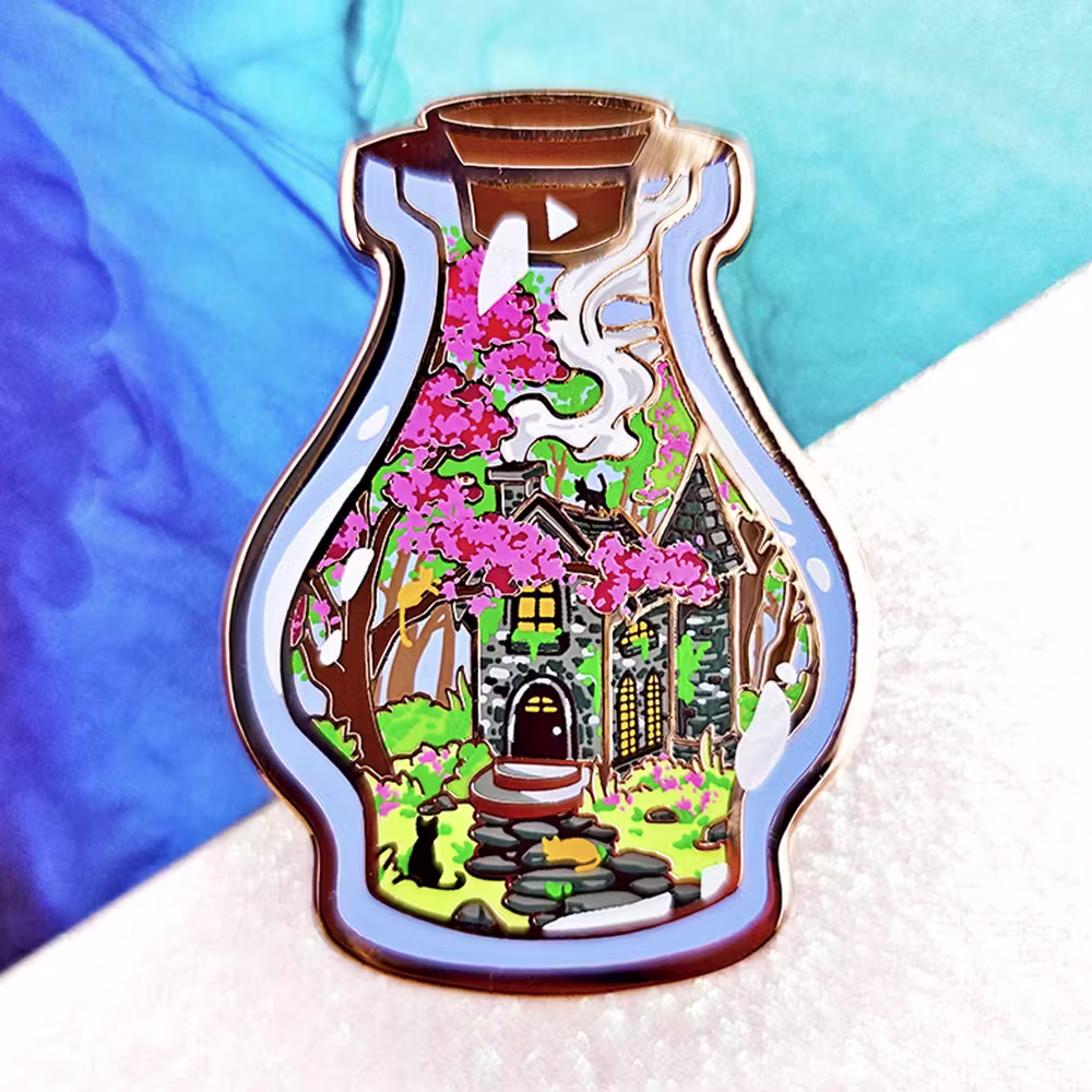 "Cat Cottage Garden" Enamel Pin