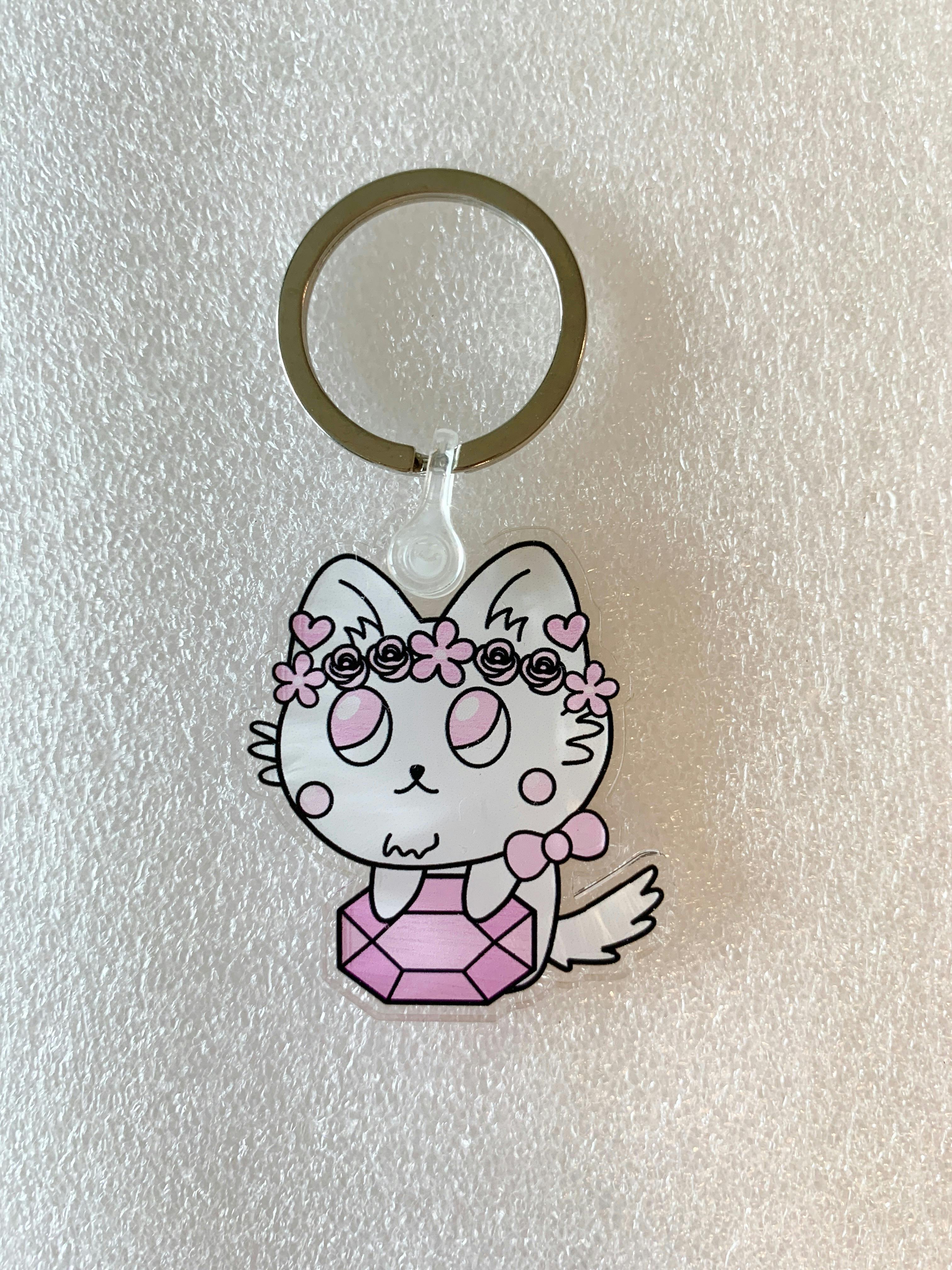 ⭐️ Pink gem cat keyring ⭐️