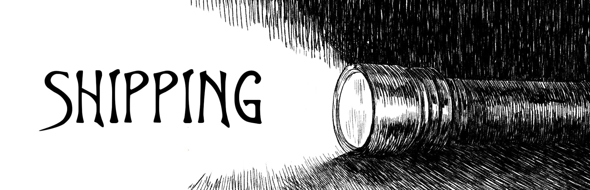  The torch shining on text which reads "Shipping" 