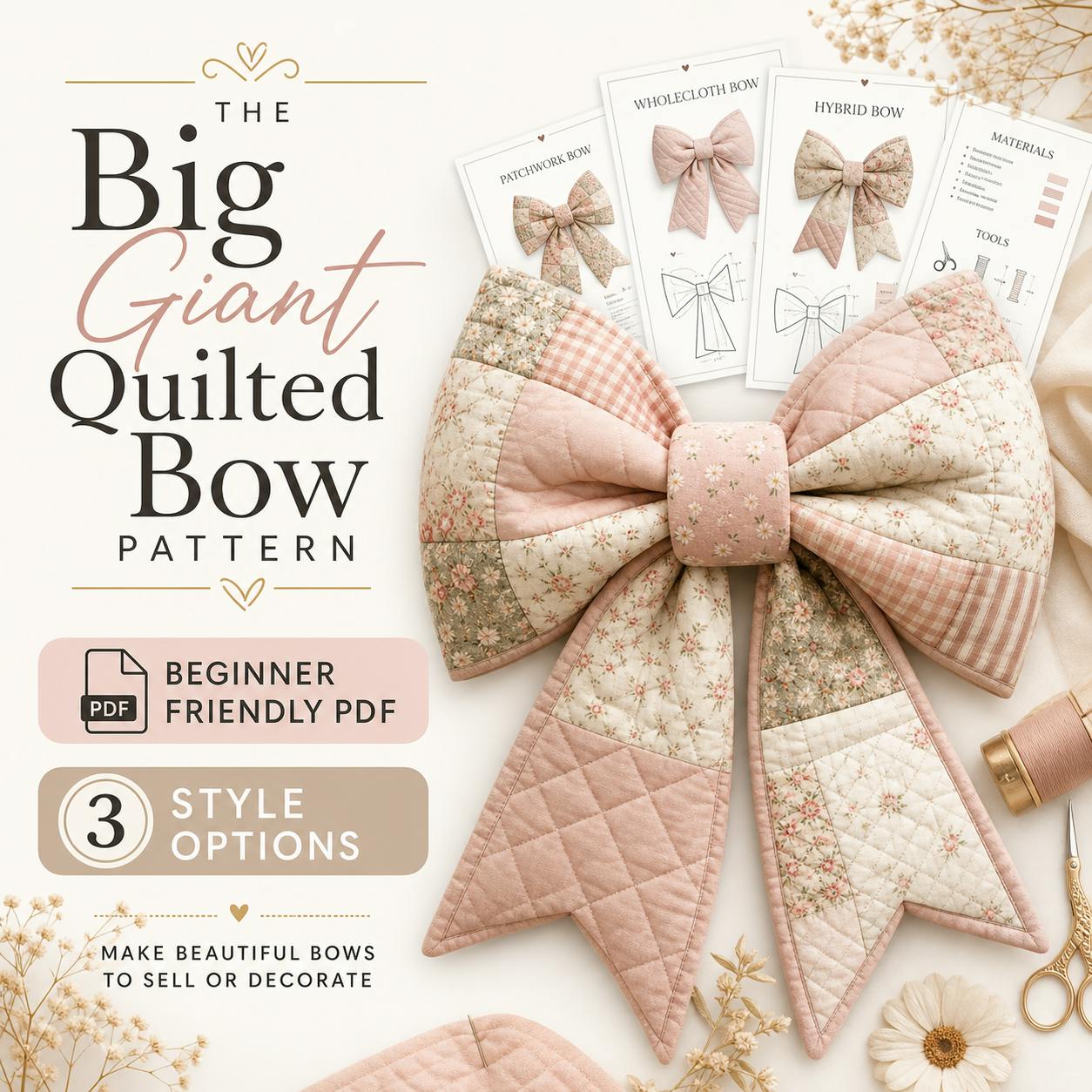 Giant Quilted Bow – Sewing Pattern & Step-by-Step Guide